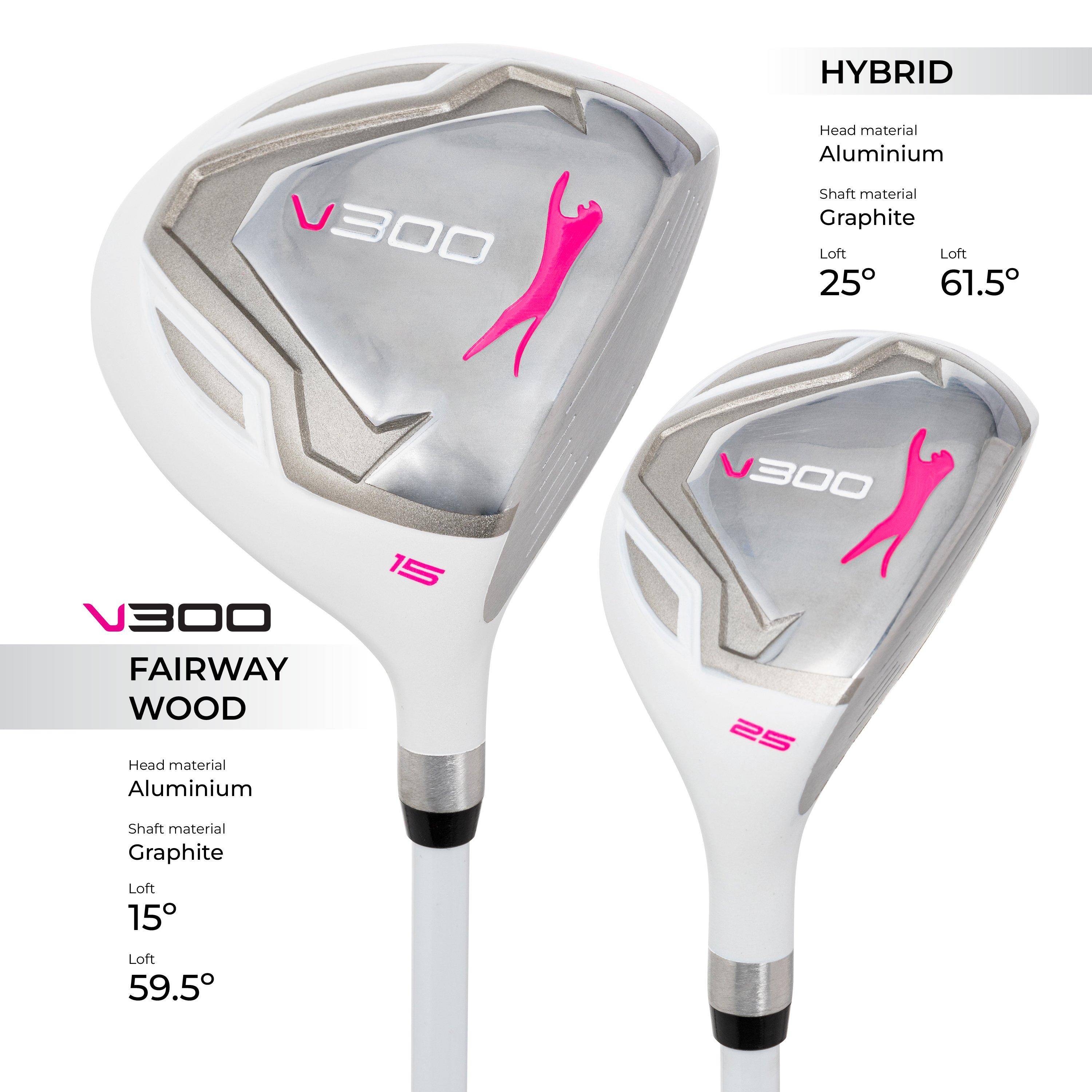 R/H - Slazenger - V300 Graphite Shaft Golf Club Set with Cart Bag Womens - 5