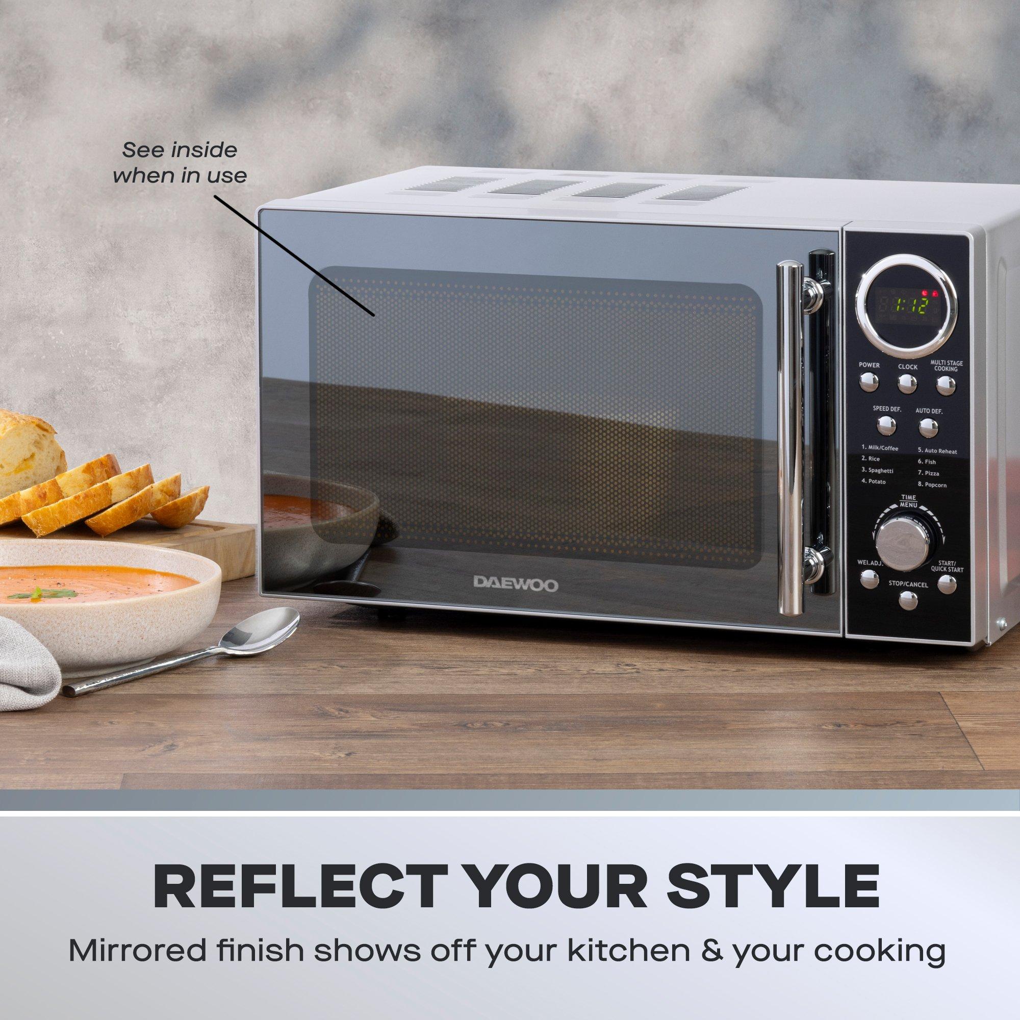 Silver - Daewoo Electricals - 20L Mirrored Microwave - 8