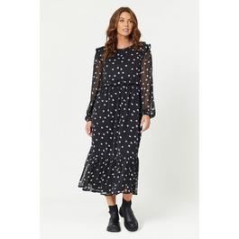 Be You Ladies Black Spot Midi Dress