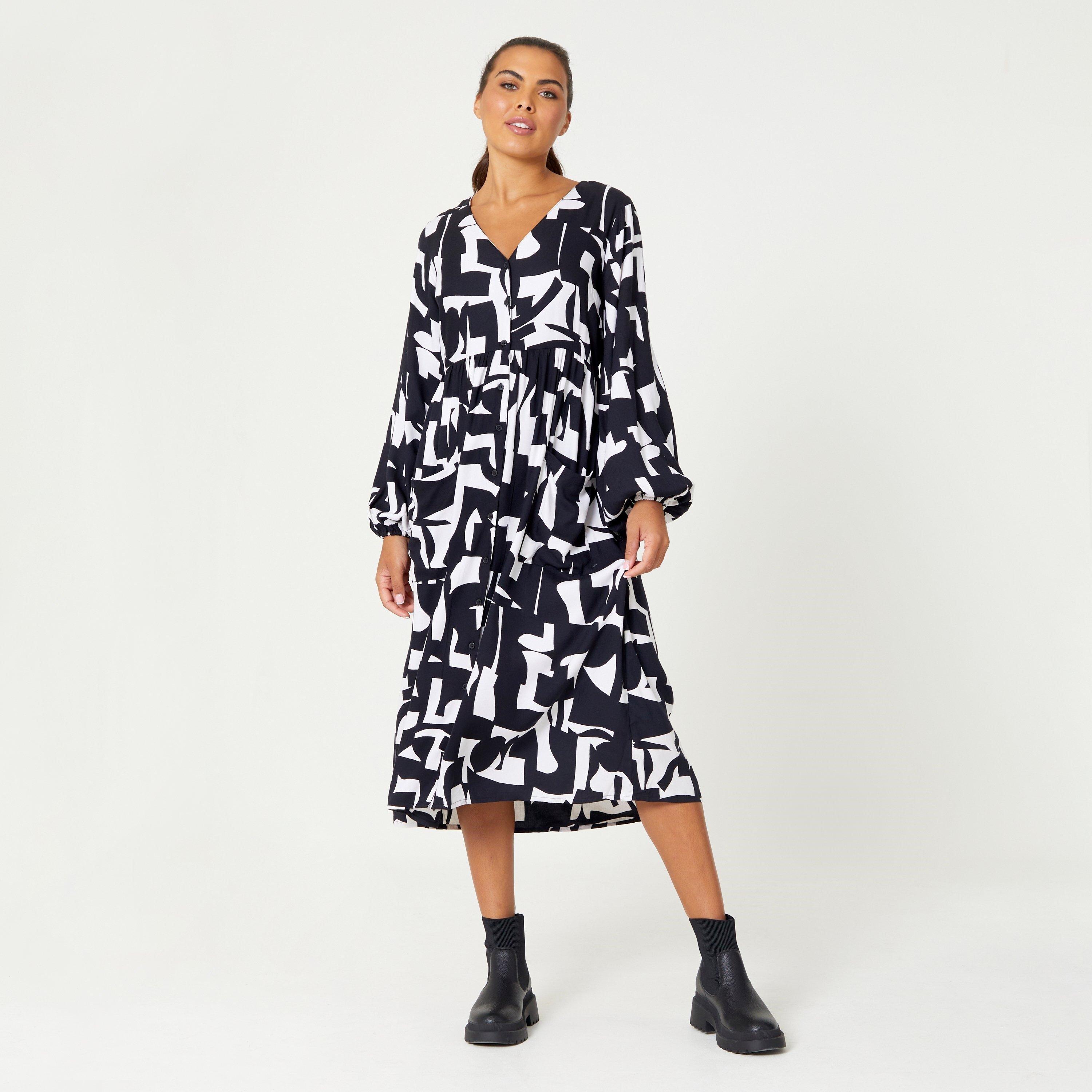 Be You Mono V Neck Pocket Midi Dress