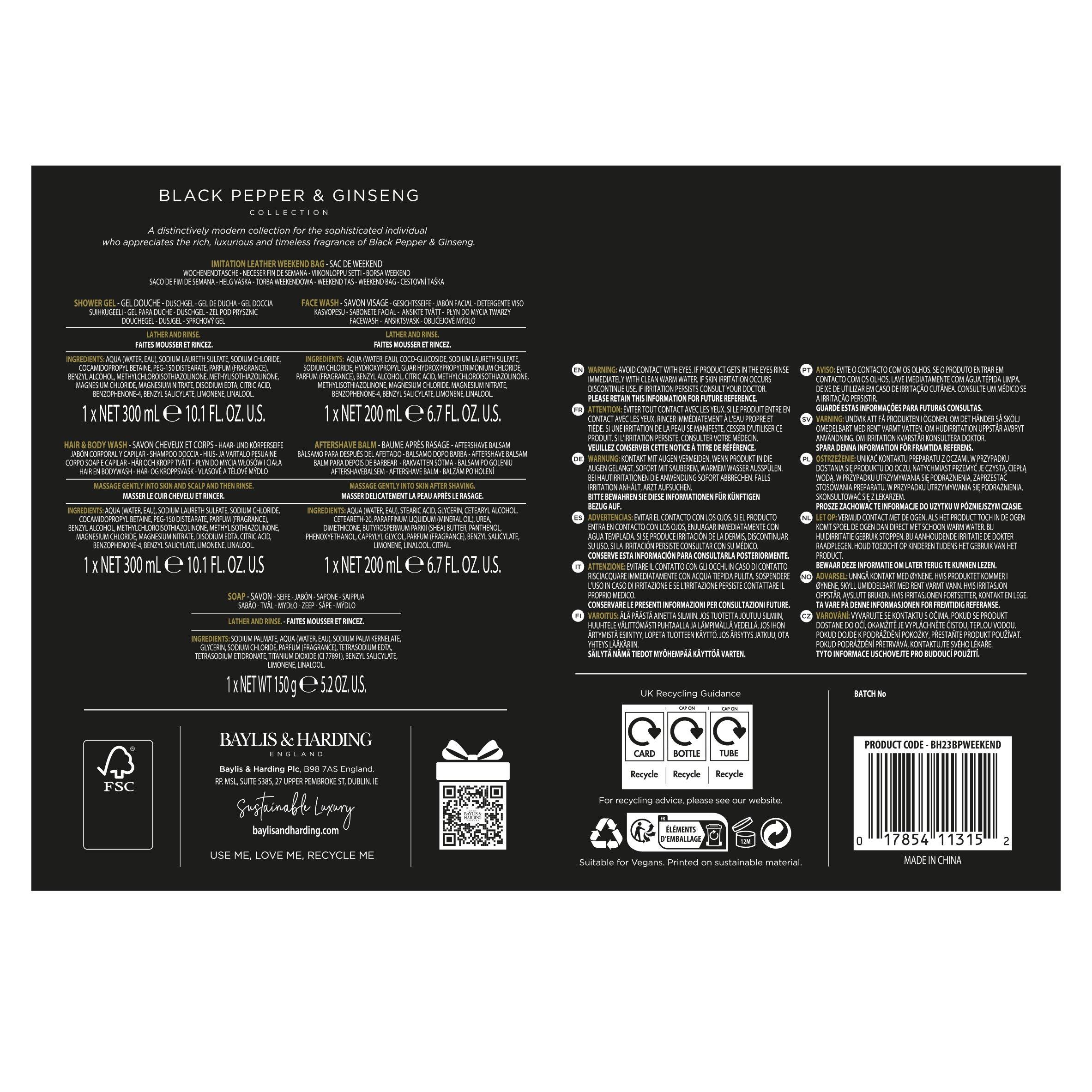 Large - Baylis and Harding - and Harding Black Pepper and Ginseng Travel Bag Set - 9