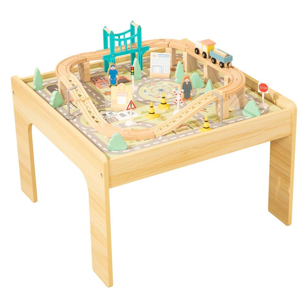 Pine - Tooky Toy - Wooden 50 Piece Train Table - 1