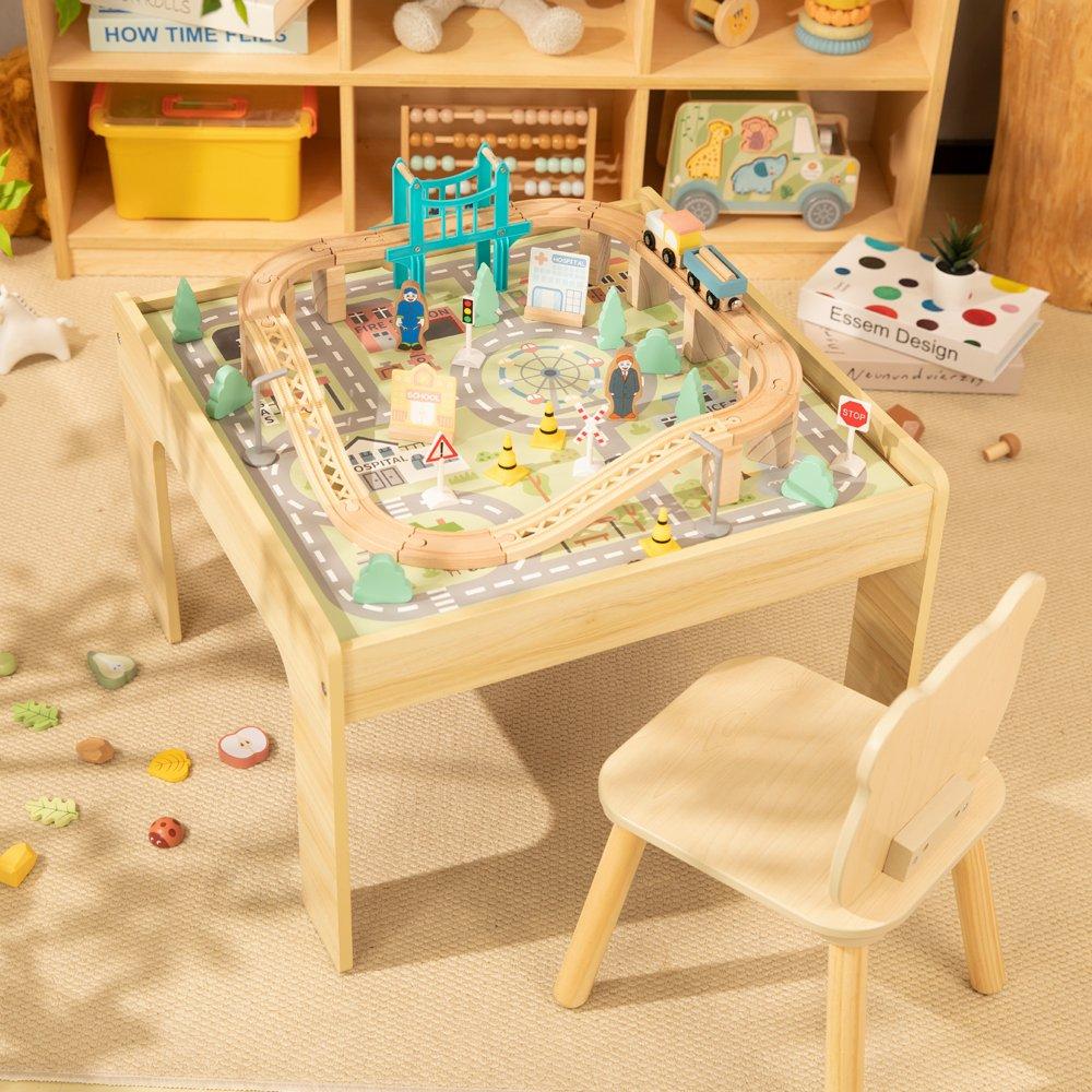 Pine - Tooky Toy - Wooden 50 Piece Train Table - 2