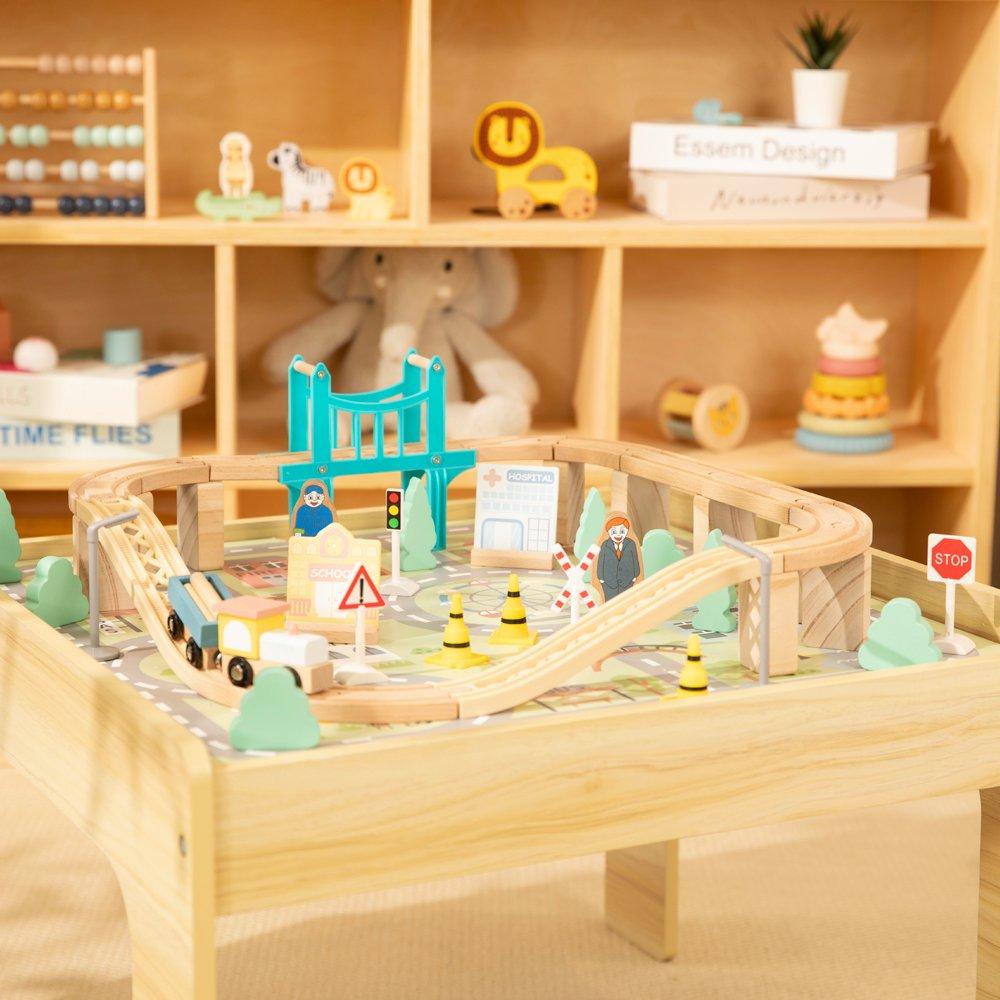 Pine - Tooky Toy - Wooden 50 Piece Train Table - 4