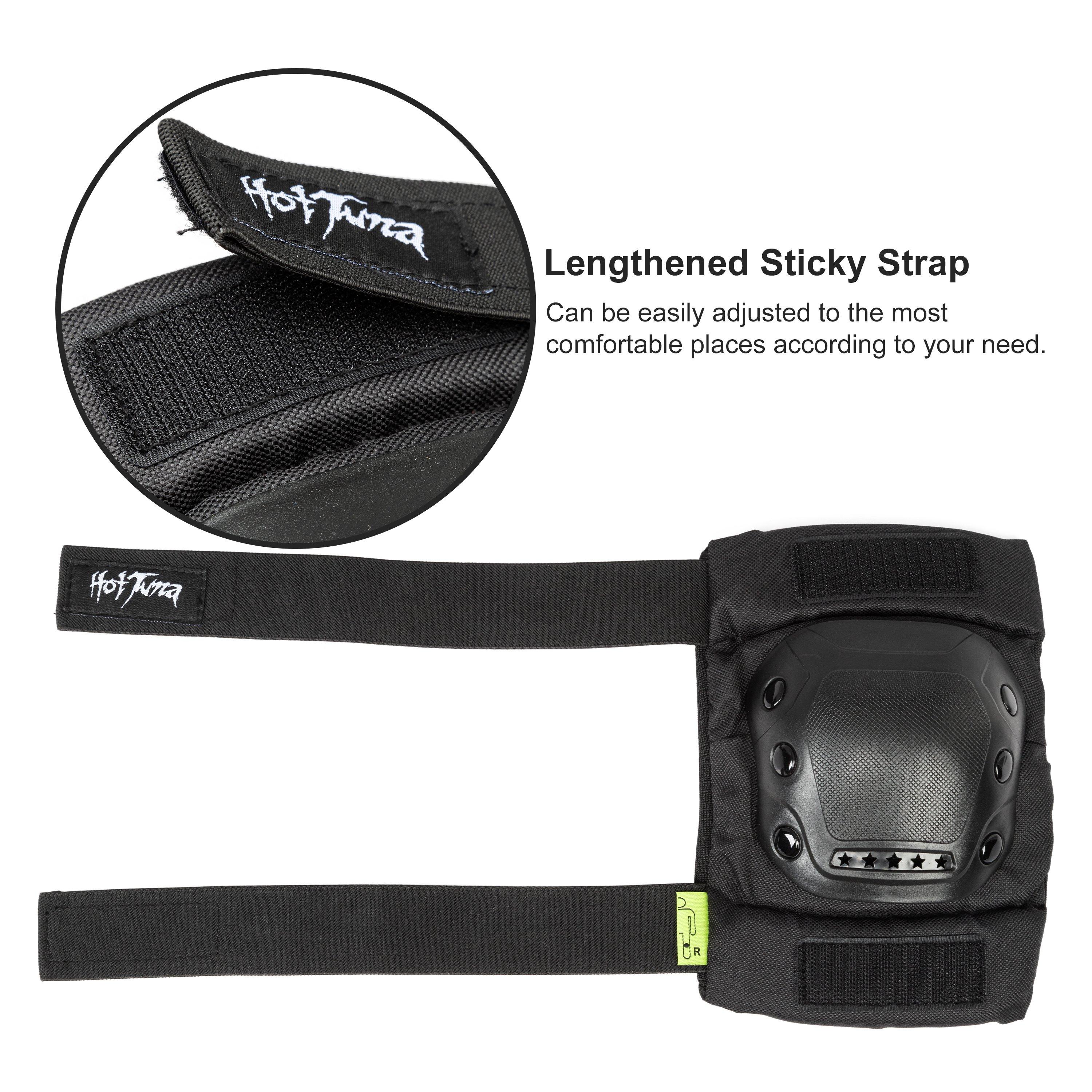 Black - Hot Tuna - Skate Protector 3pc Set - Knee Pads Elbow Pad and Wrist Guards - 5