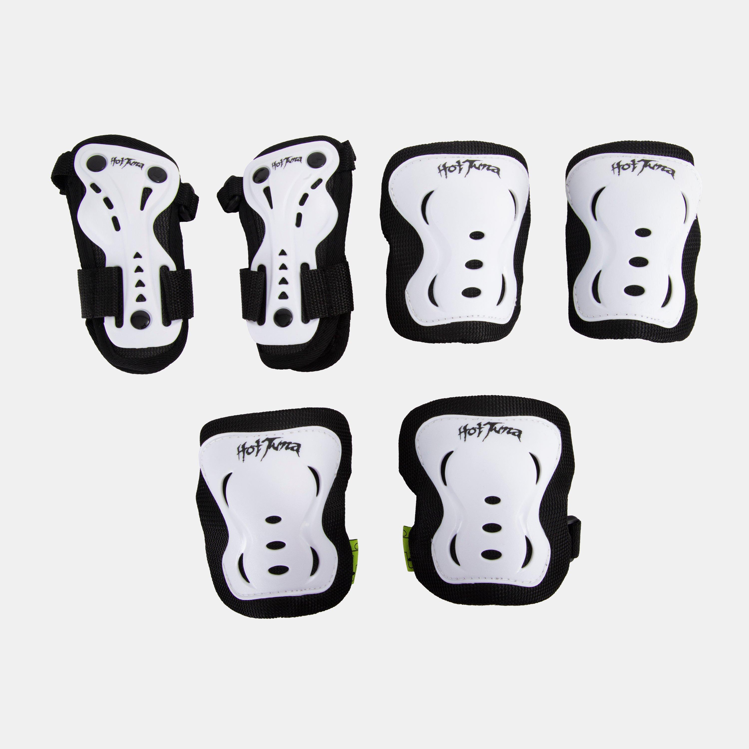 Hot Tuna  Kids Kids/Youth Skate Protector 3Pc Set - Knee Pads Elbow Pad And Wrist Guards - White - L