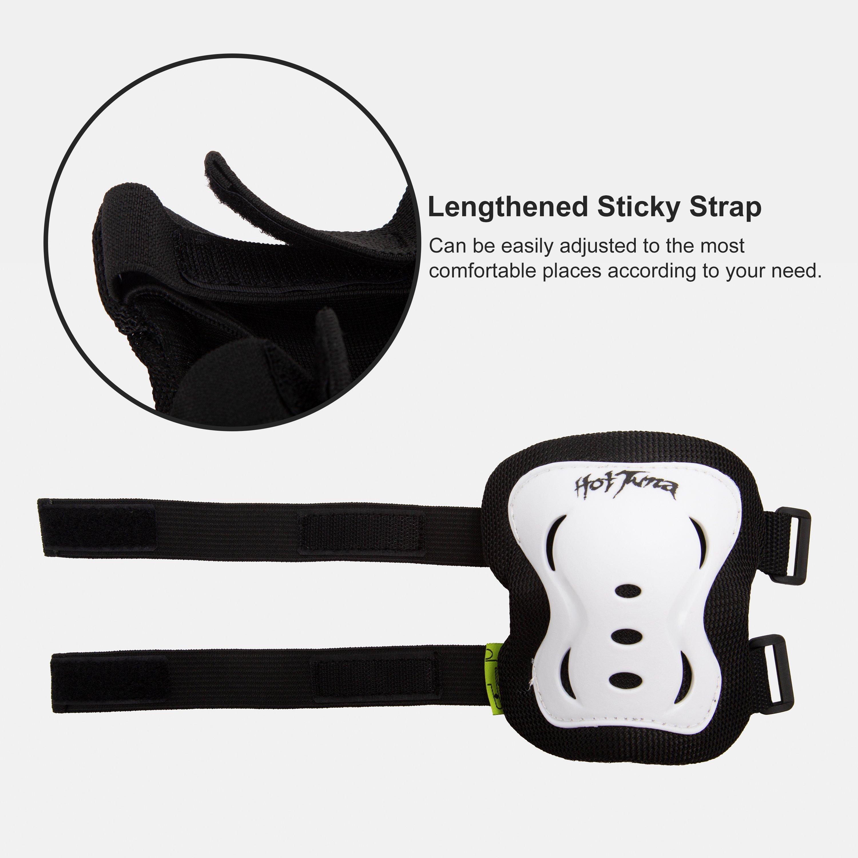 White - Hot Tuna - Kids/Youth Skate Protector 3pc Set - Knee Pads Elbow Pad and Wrist Guards - 5