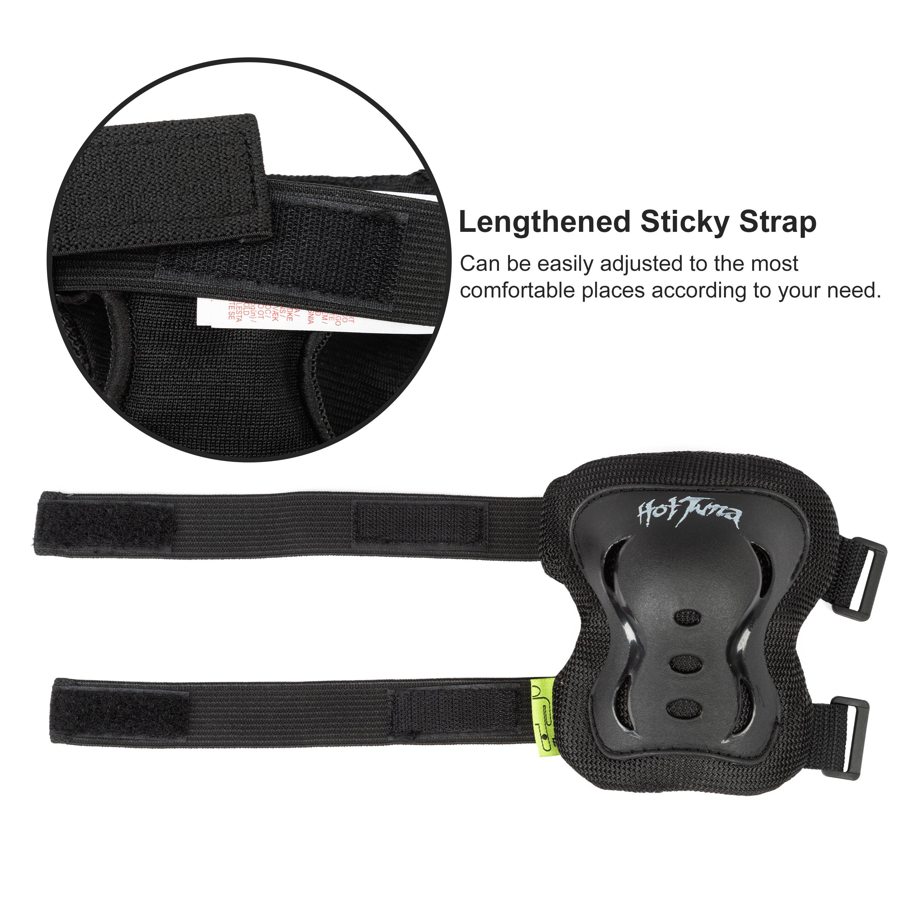 Black - Hot Tuna - Skate Protector 3pc Set - Knee Pads Elbow Pad and Wrist Guards - 5