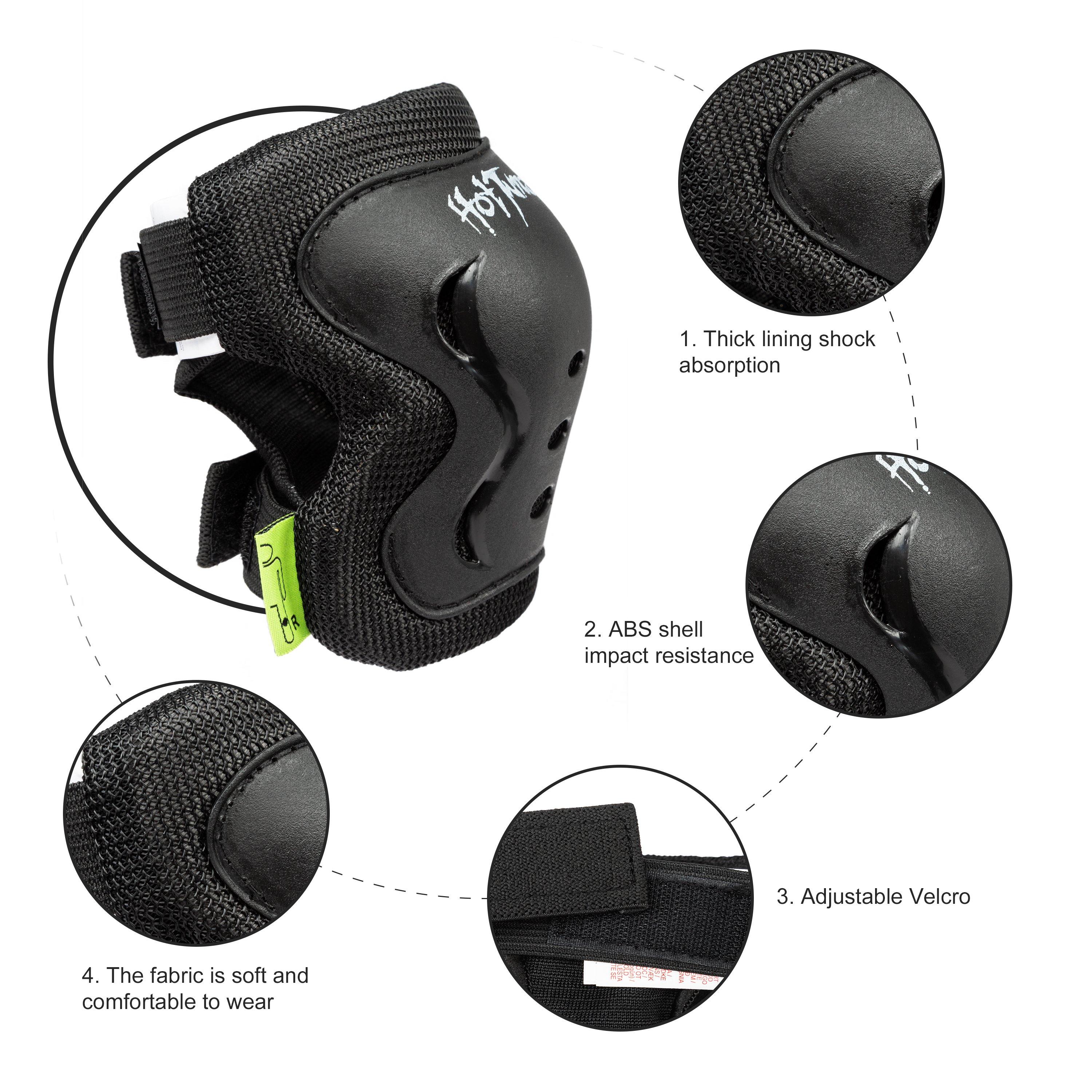 Black - Hot Tuna - Skate Protector 3pc Set - Knee Pads Elbow Pad and Wrist Guards - 6