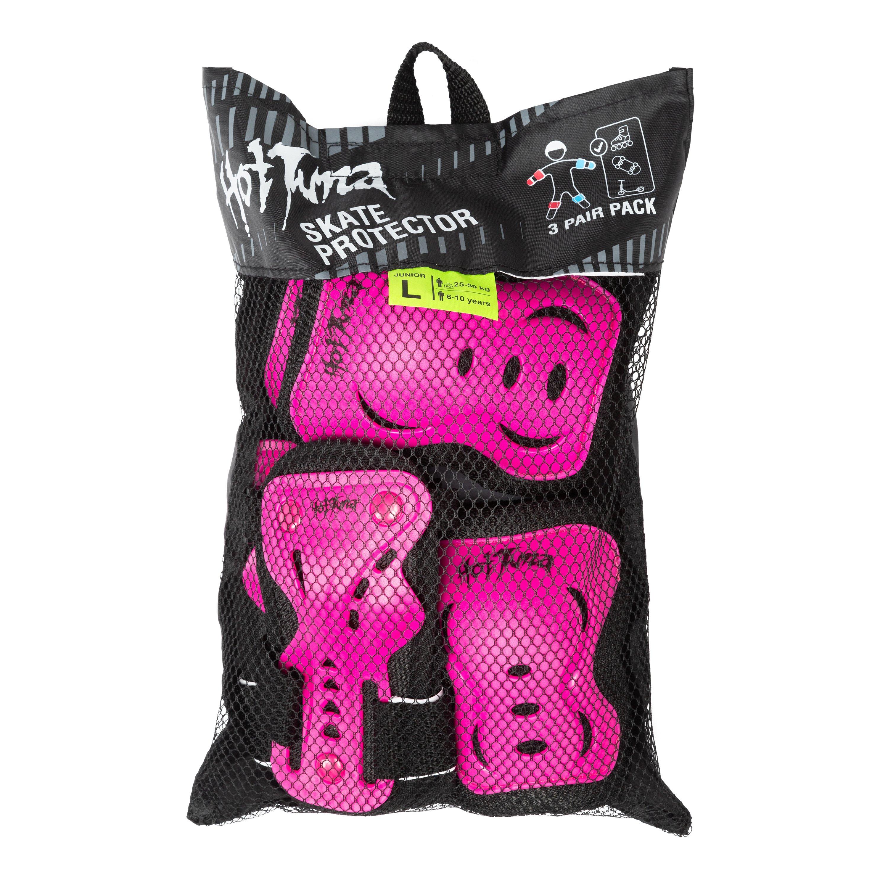 Pink - Hot Tuna - Kids/Youth Skate Protector 3pc Set - Knee Pads Elbow Pad and Wrist Guards - 2