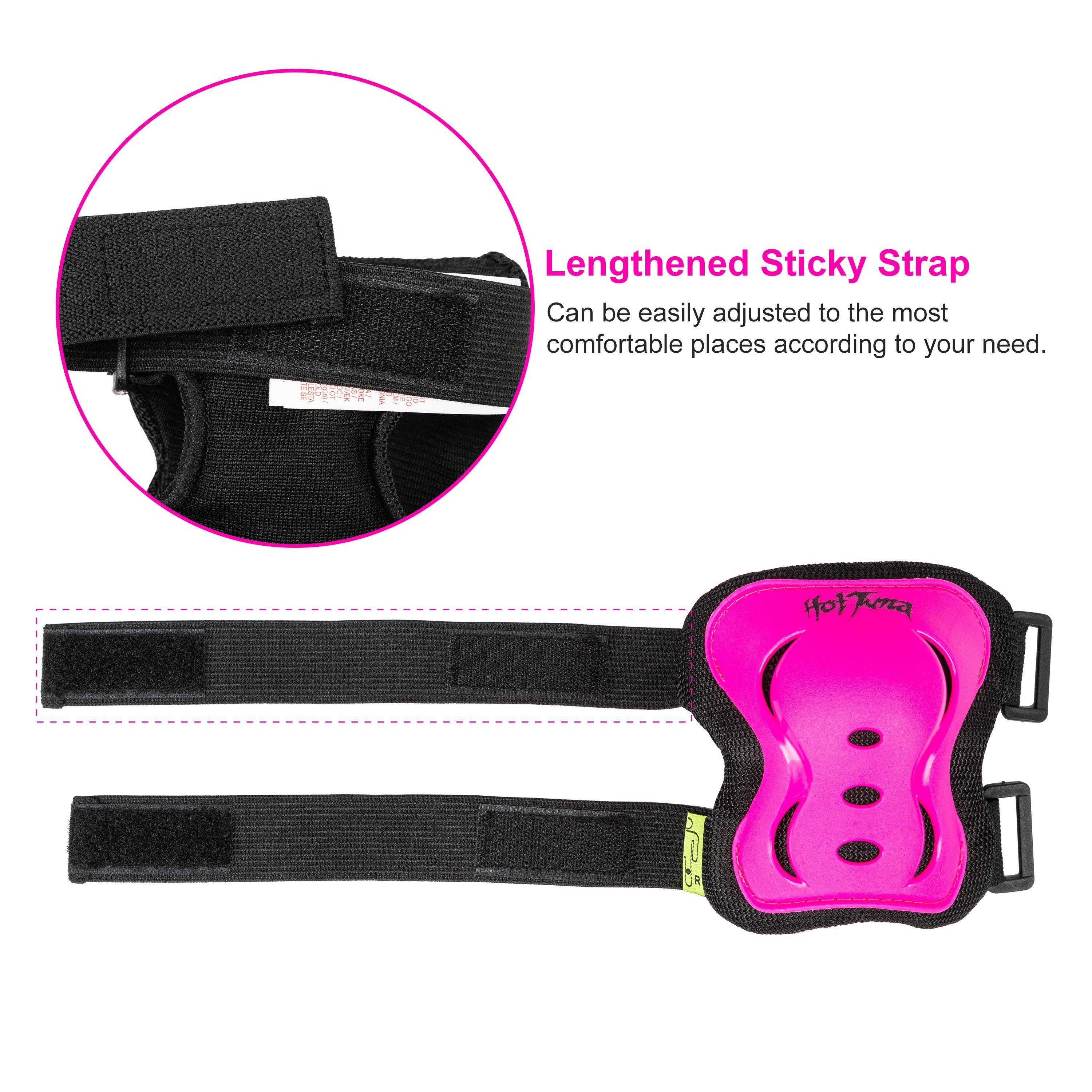 Pink - Hot Tuna - Kids/Youth Skate Protector 3pc Set - Knee Pads Elbow Pad and Wrist Guards - 5