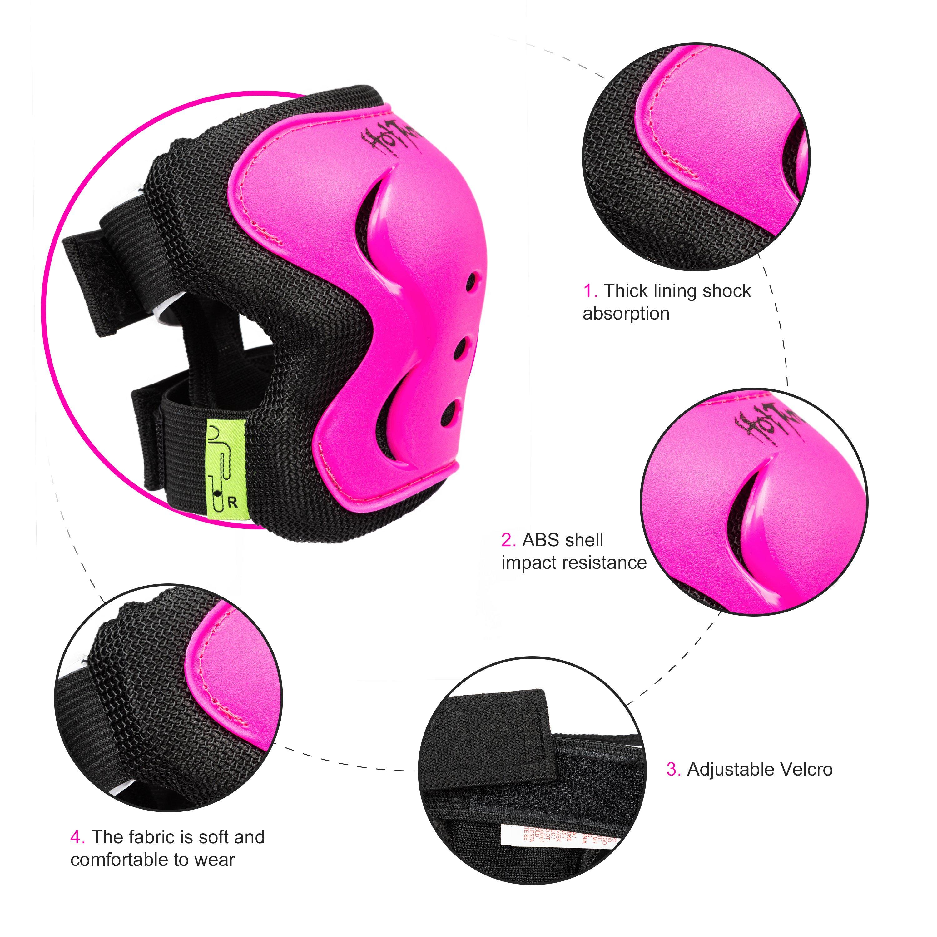 Pink - Hot Tuna - Kids/Youth Skate Protector 3pc Set - Knee Pads Elbow Pad and Wrist Guards - 6