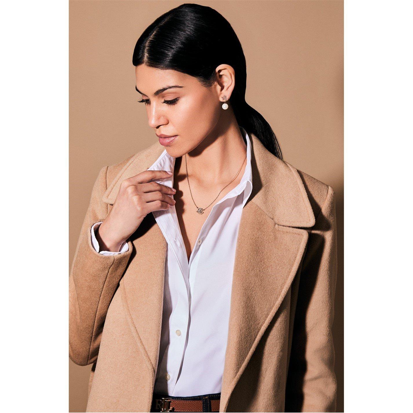 Pearl/Gold - Lauren Ralph Lauren - Lauren Ralph Lauren Gold Pave Logo Pearl Drop Earrings - 4