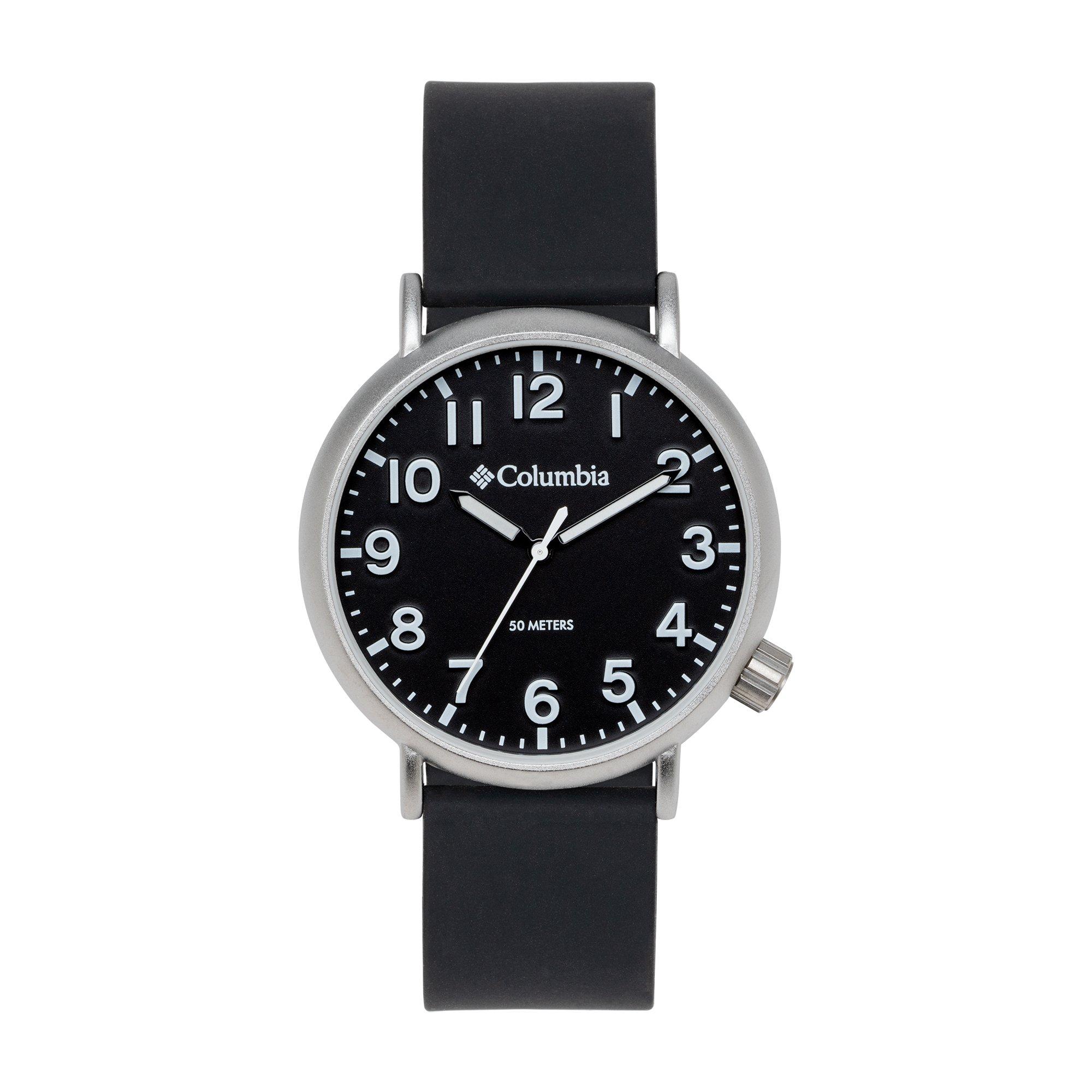 Silver/Black - Columbia - Trailbanks Black Silicone Rubber Strap Sports Watch - 1