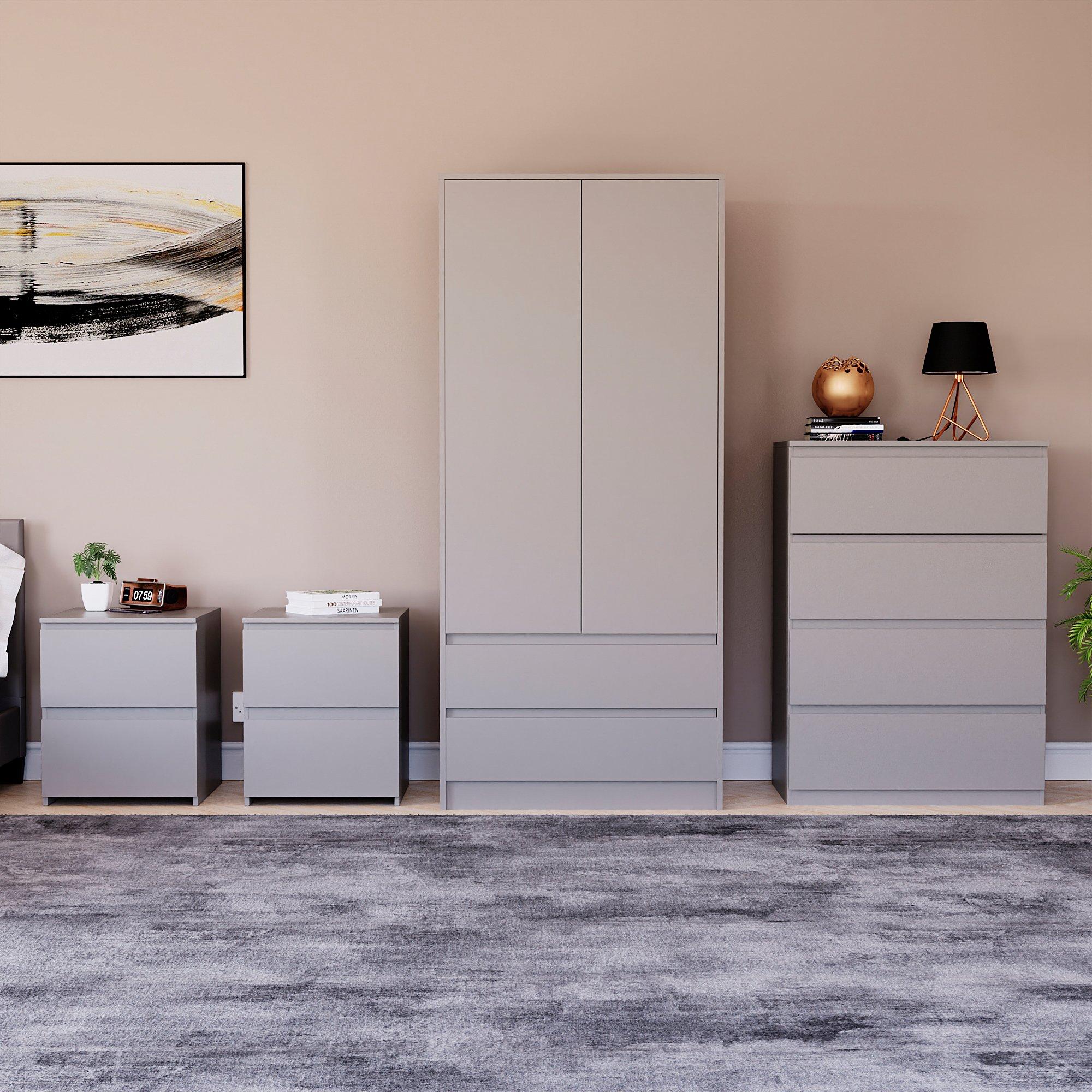 Grey - Lassic - Vida Designs 4 Piece Denver Bedroom Set 2 - 2