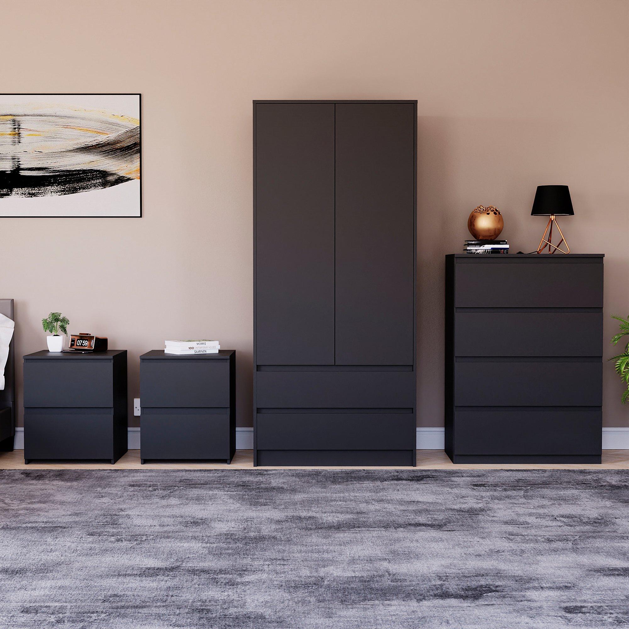 Black - Lassic - Vida Designs 4 Piece Denver Bedroom Set 2 - 2