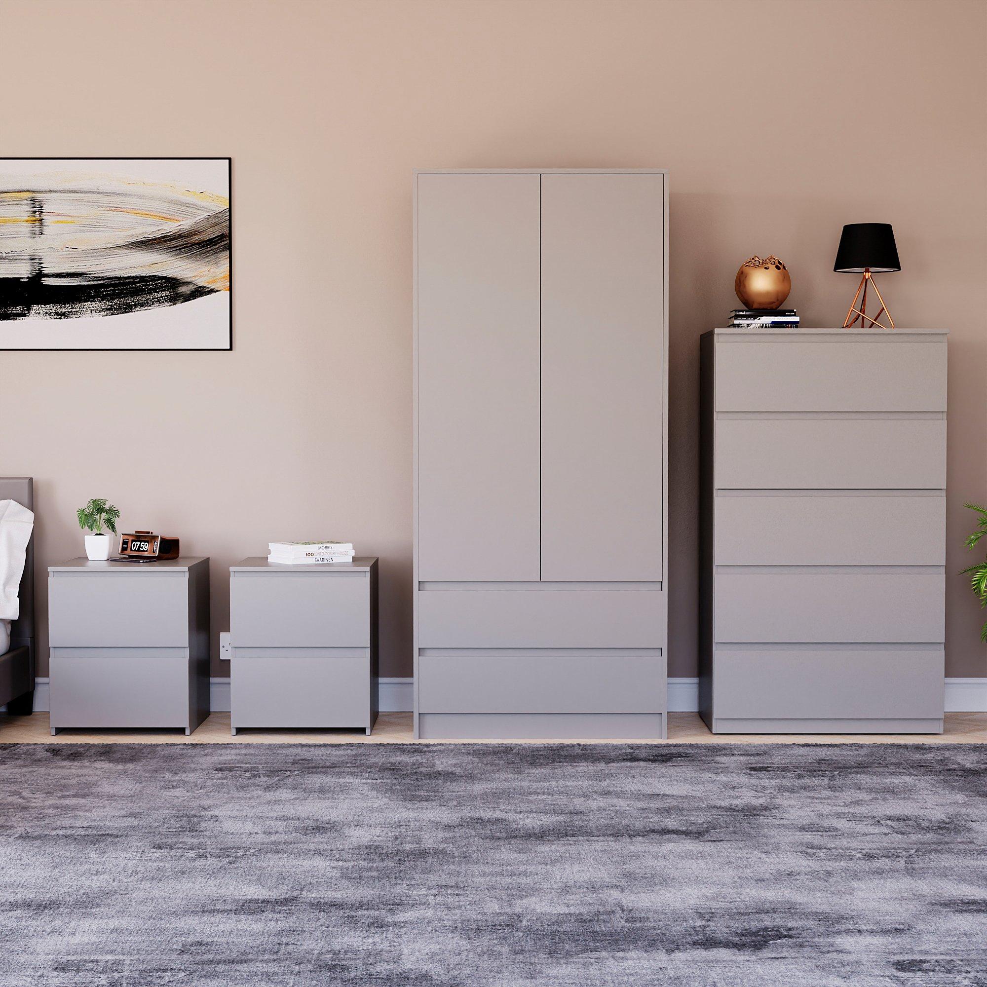 Grey - Lassic - Vida Designs 4 Piece Denver Bedroom Set 3 - 2