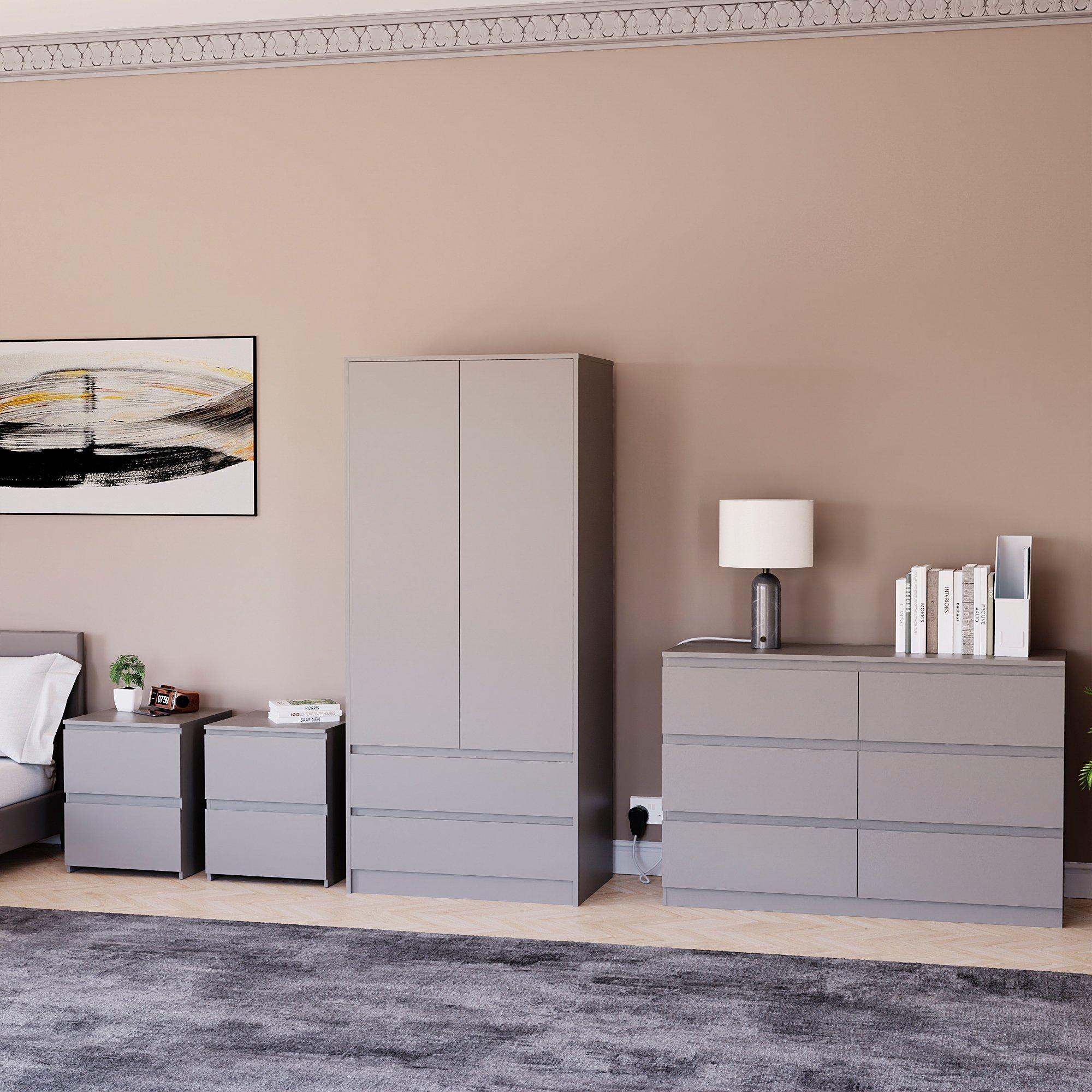 Grey - Lassic - Vida Designs 4 Piece Denver Bedroom Set 4 - 1