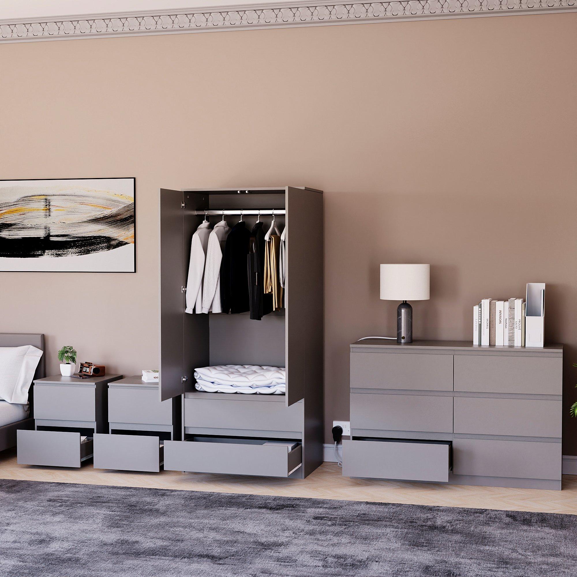 Grey - Lassic - Vida Designs 4 Piece Denver Bedroom Set 4 - 3