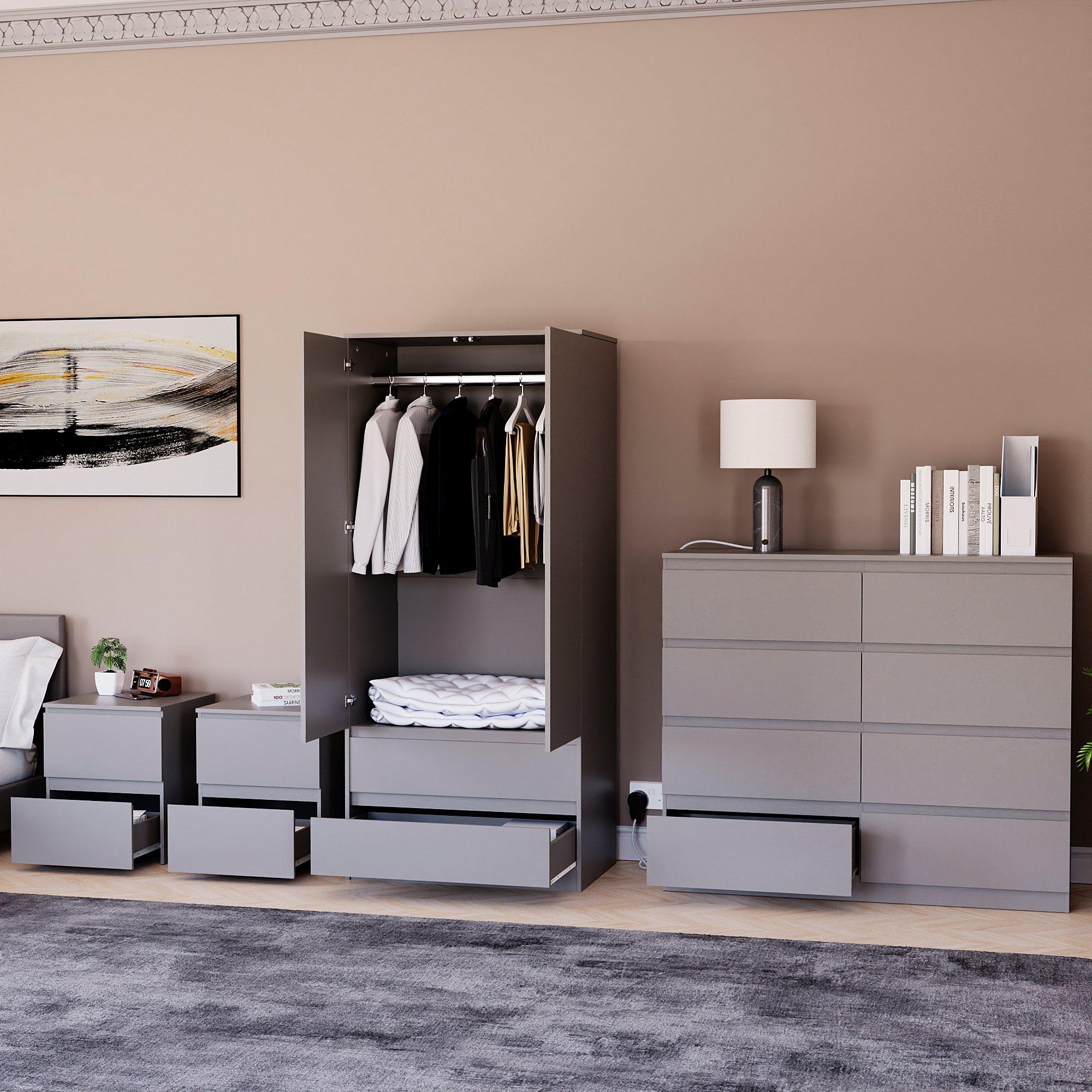 Grey - Lassic - Vida Designs 4 Piece Denver Bedroom Set 5 - 3