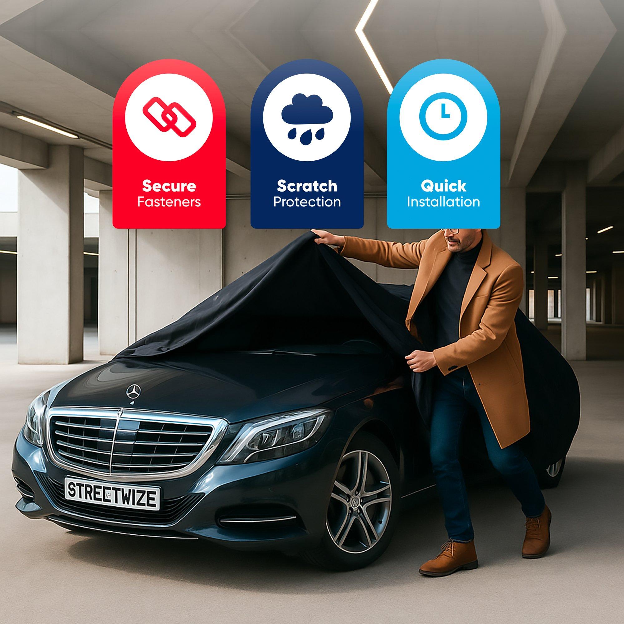 Black - Streetwize - Indoor Car Cover - XLarge - 533 x 177 x 117cm - 3