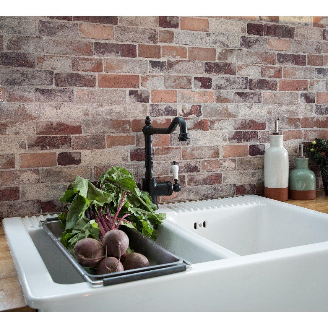 Red/Brown - D C Fix - 3D Splashback Wallpaper Vintage Brick - 4