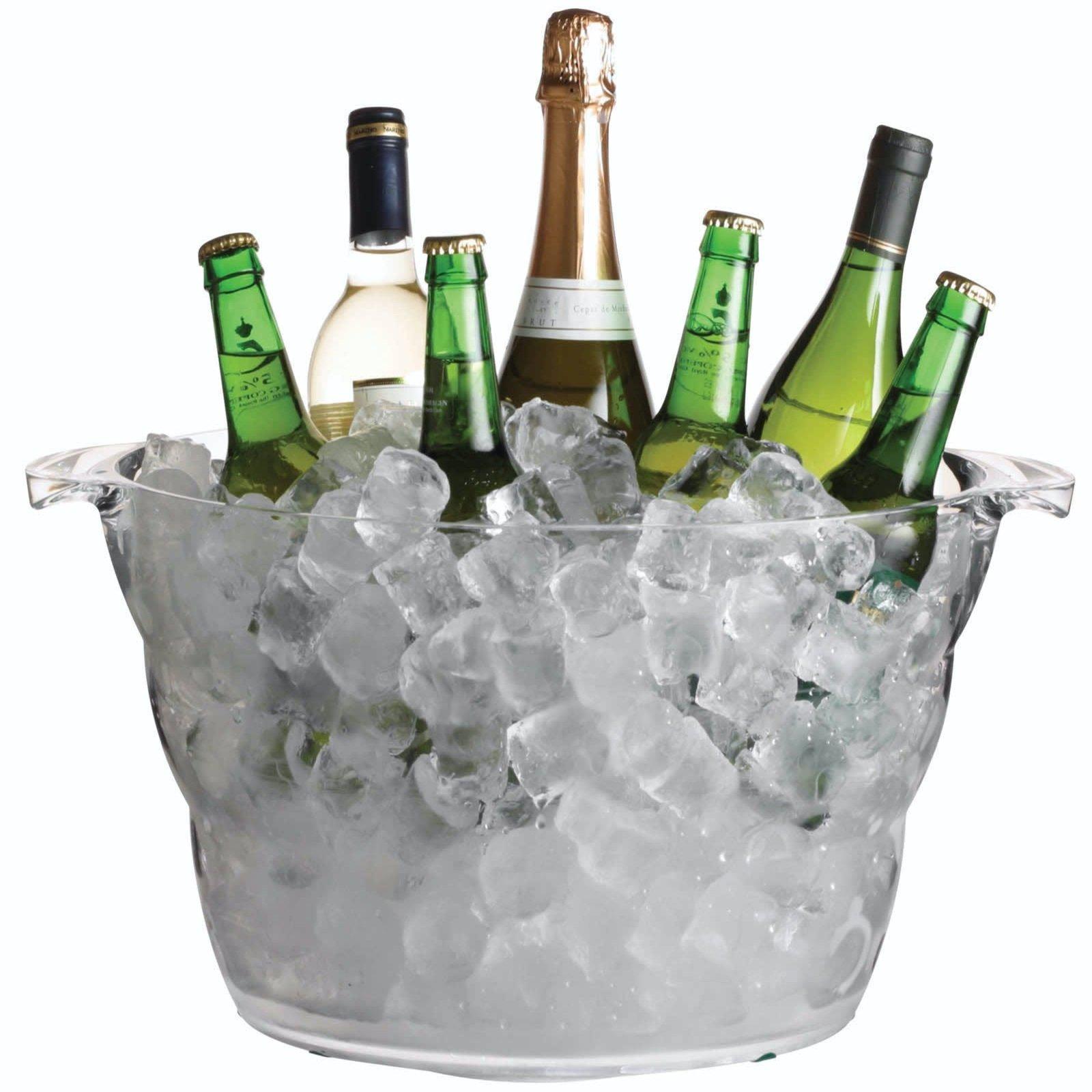 Barcraft  Acrylic Large Oval Drinks Pail / Cooler - Clear - 28x24cm