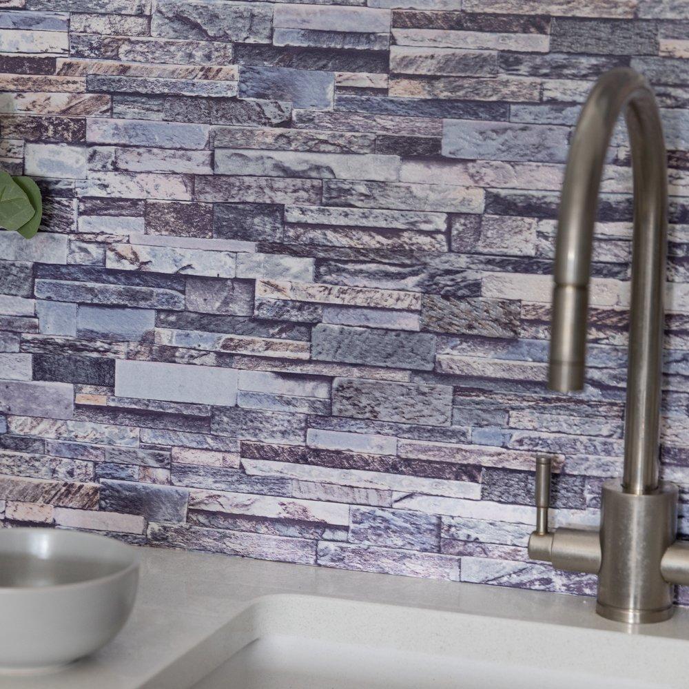 Grey - D C Fix - 3D Splashback Wallpaper Stone Grey - 4