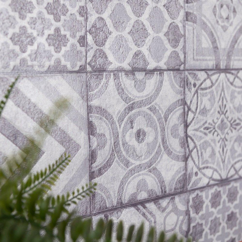 Grey - D C Fix - 3D Splashback Wallpaper Moroccan Tiles - 3