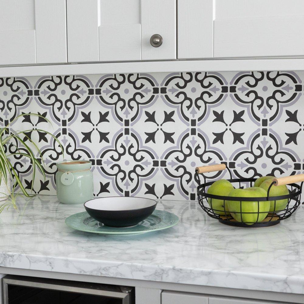 D C Fix  3D Splashback Wallpaper Floral - Grey - 67.5CMX4M
