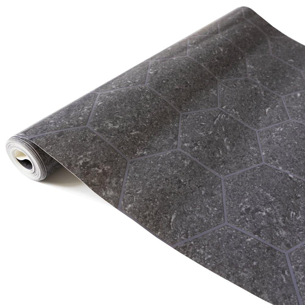 Grey - D C Fix - 3D Splashback Wallpaper Dark Hexagon - 2