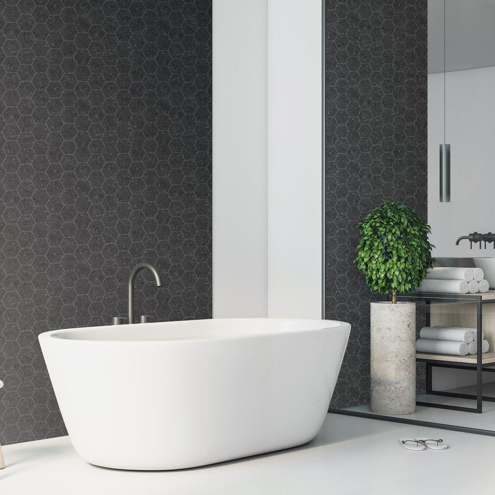 Grey - D C Fix - 3D Splashback Wallpaper Dark Hexagon - 4