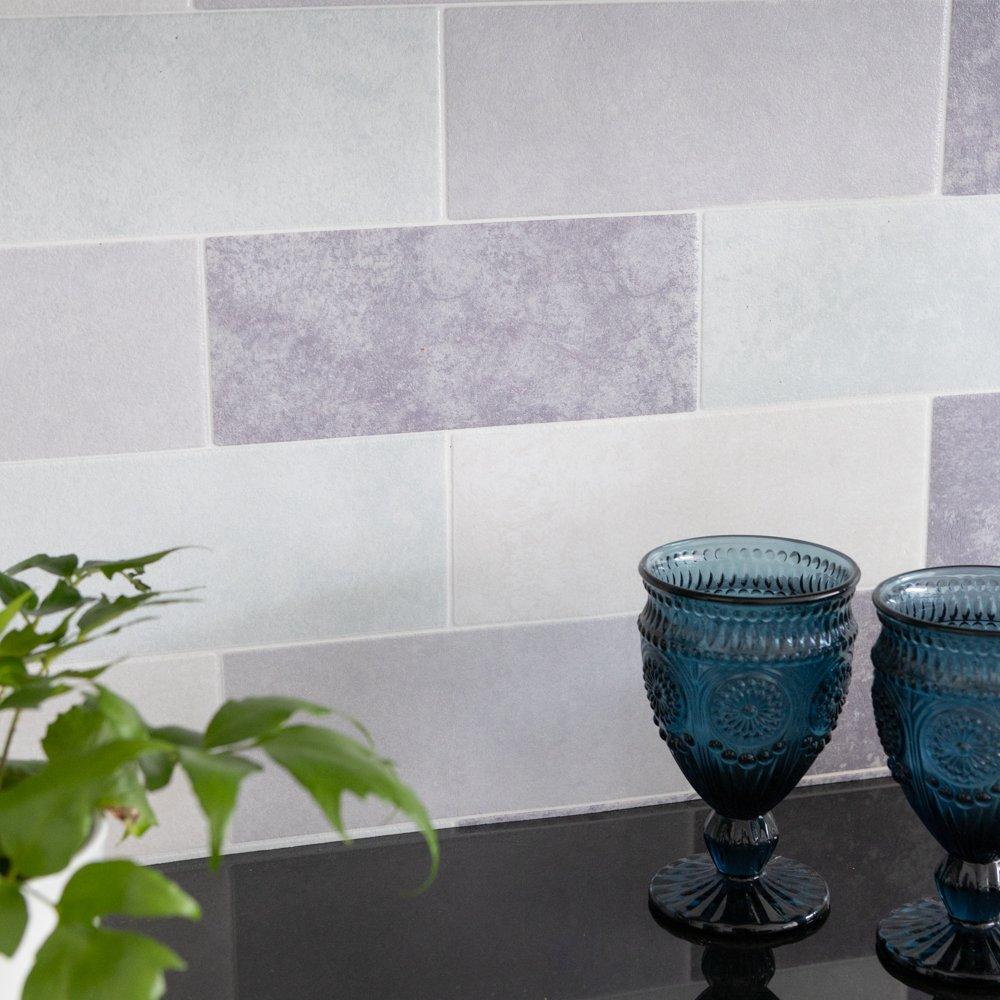 Blue/Grey - D C Fix - 3D Splashback Wallpaper Pastel Tiles - 3