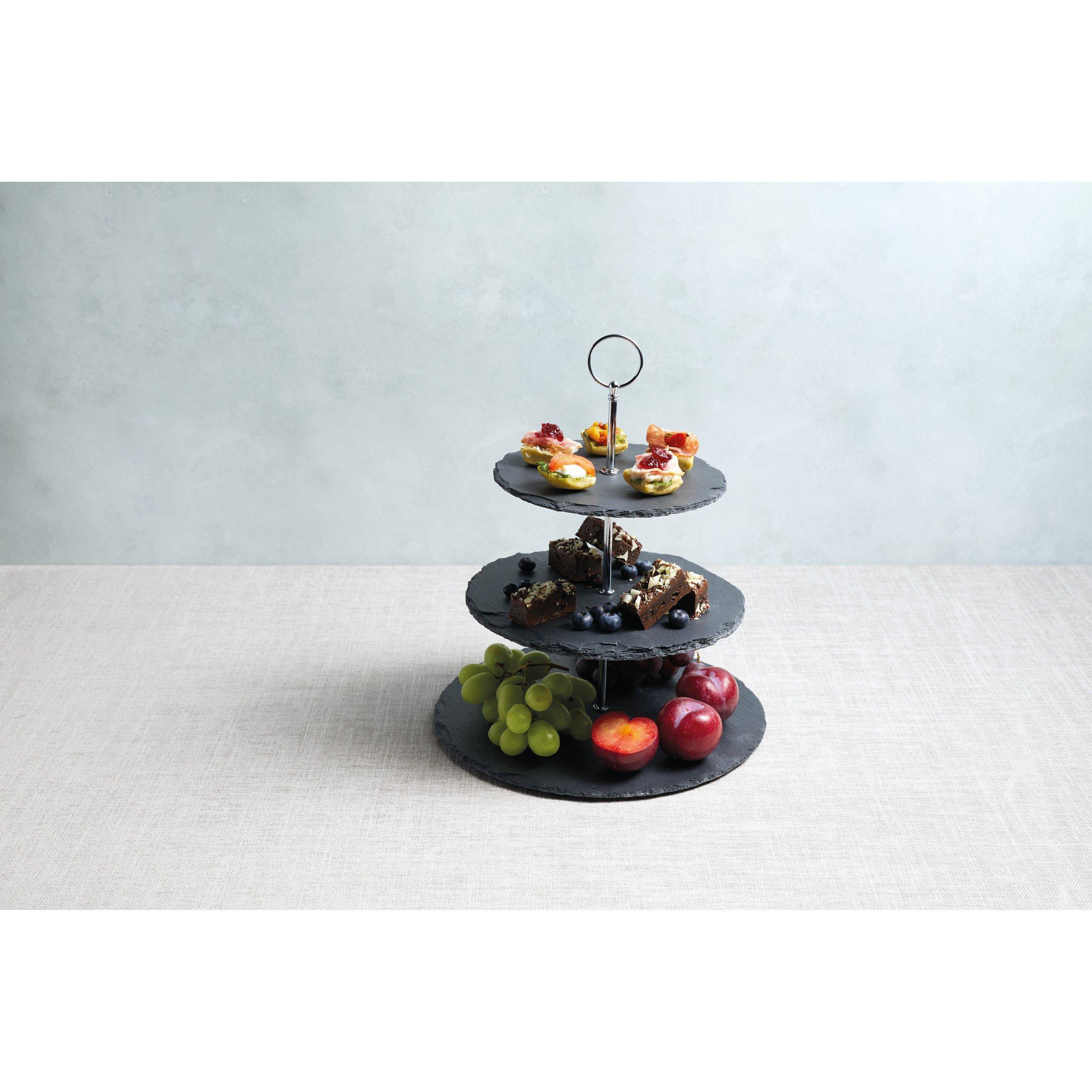 Black - Artesa - Artesa Appetiser Slate 3 Tier Serving Stand - 3