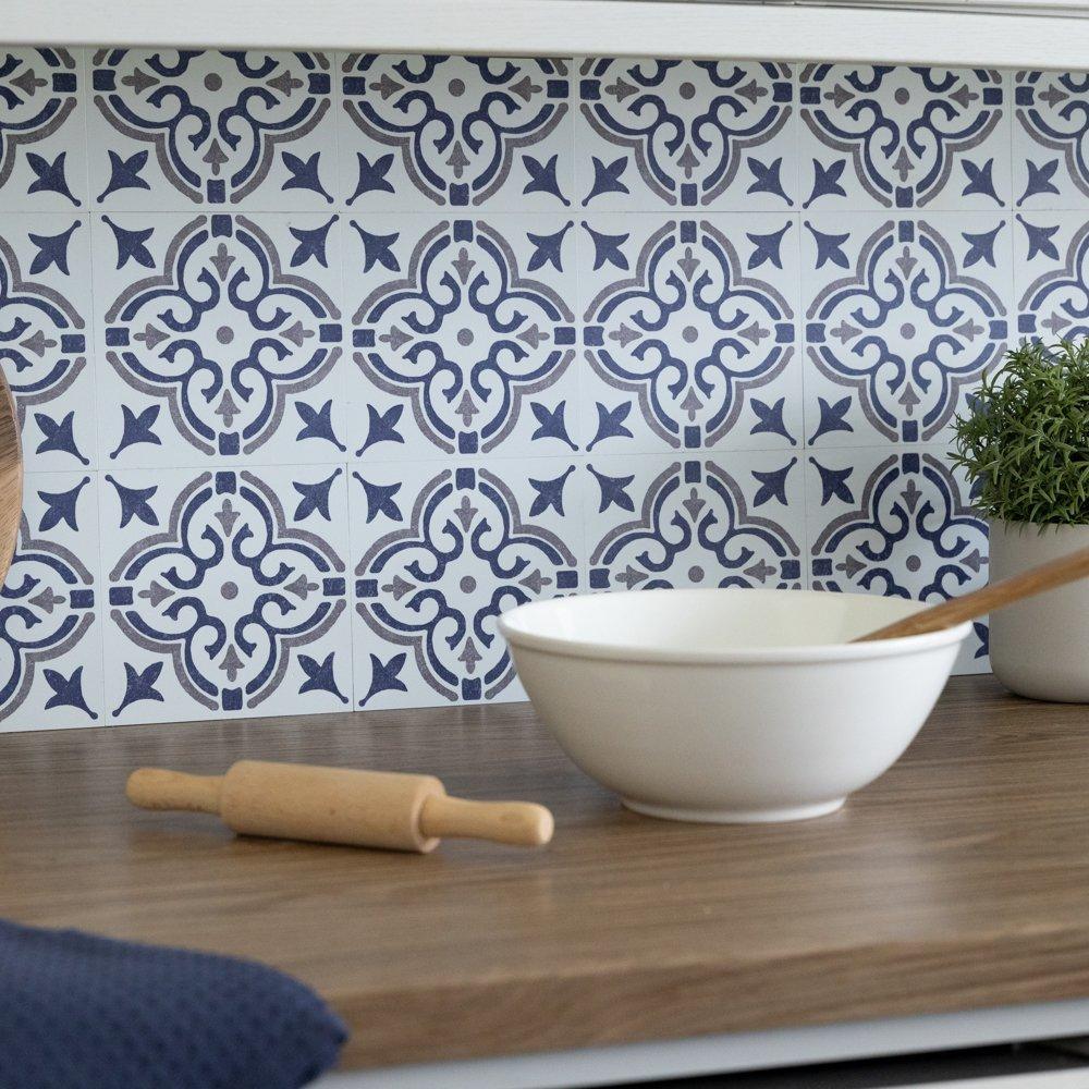 D C Fix  Self Adhesive Vinyl Wall Tiles Jamila Blue - 0.42 SQM