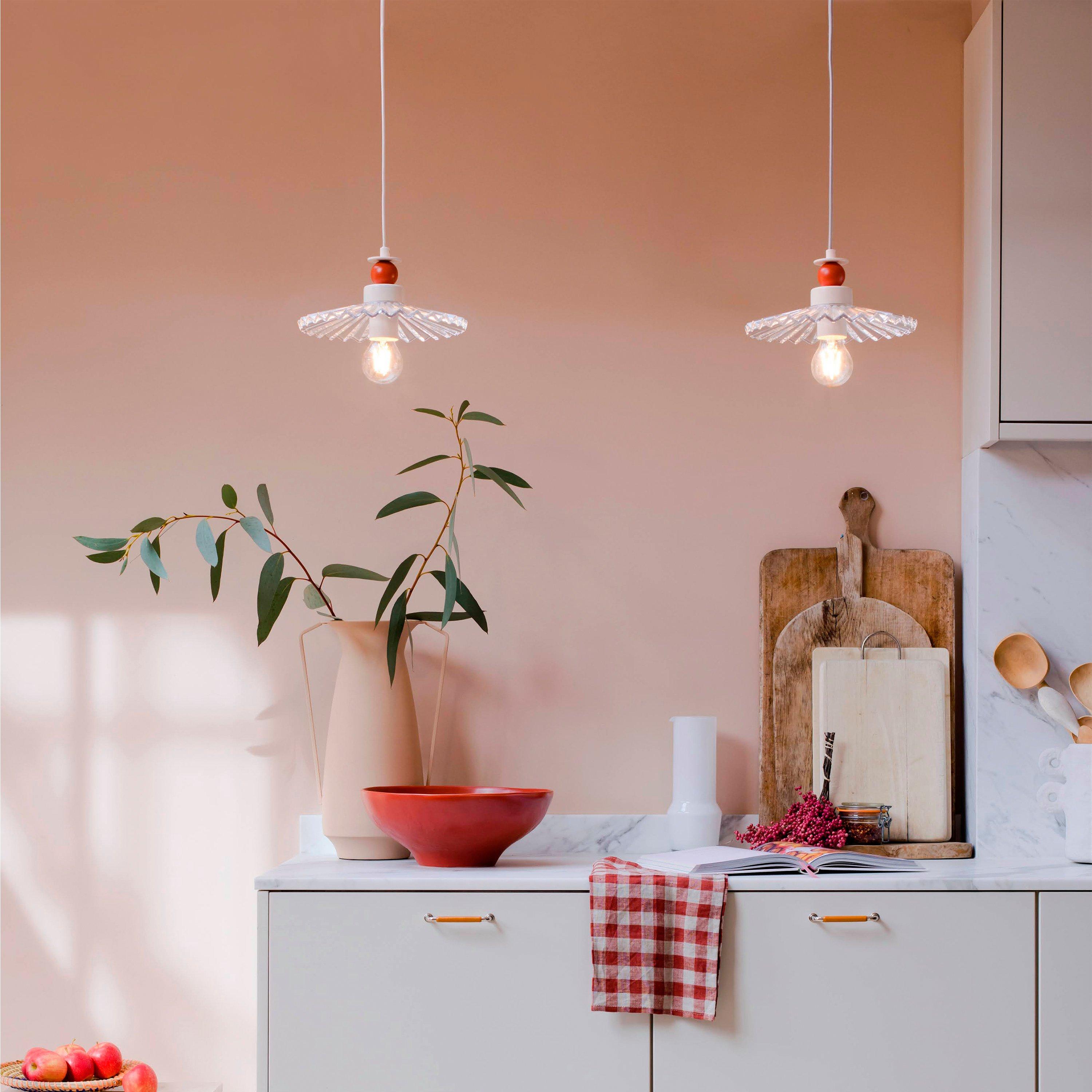 Clear Red - houseof - Ribbed Pendant Ceiling Light - 2