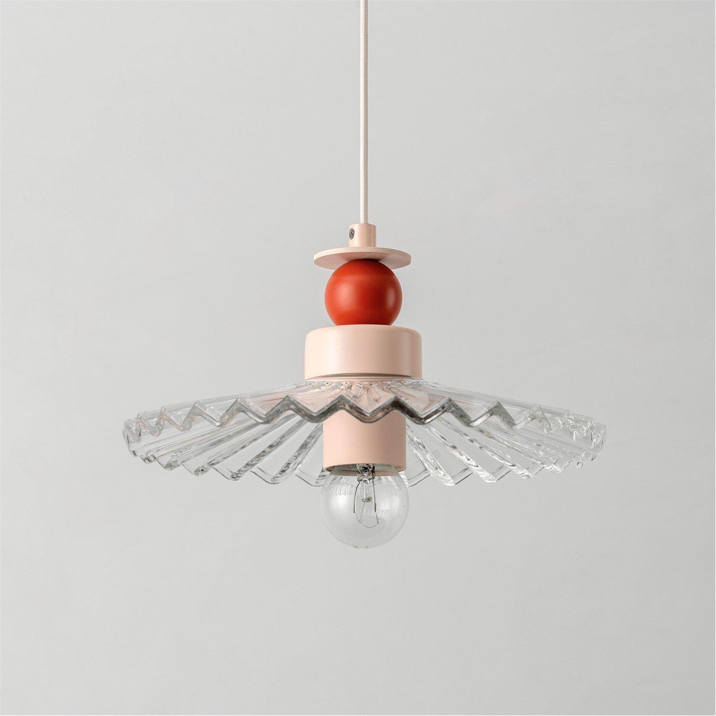 Clear Red - houseof - Ribbed Pendant Ceiling Light - 5