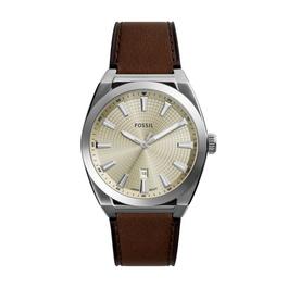 Fossil Fossil Men's Everett Three-Hand Date Brown Leather Watch FS6071