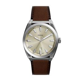 Fossil Mens Everett Three Hand Date Brown Leather Watch FS6071