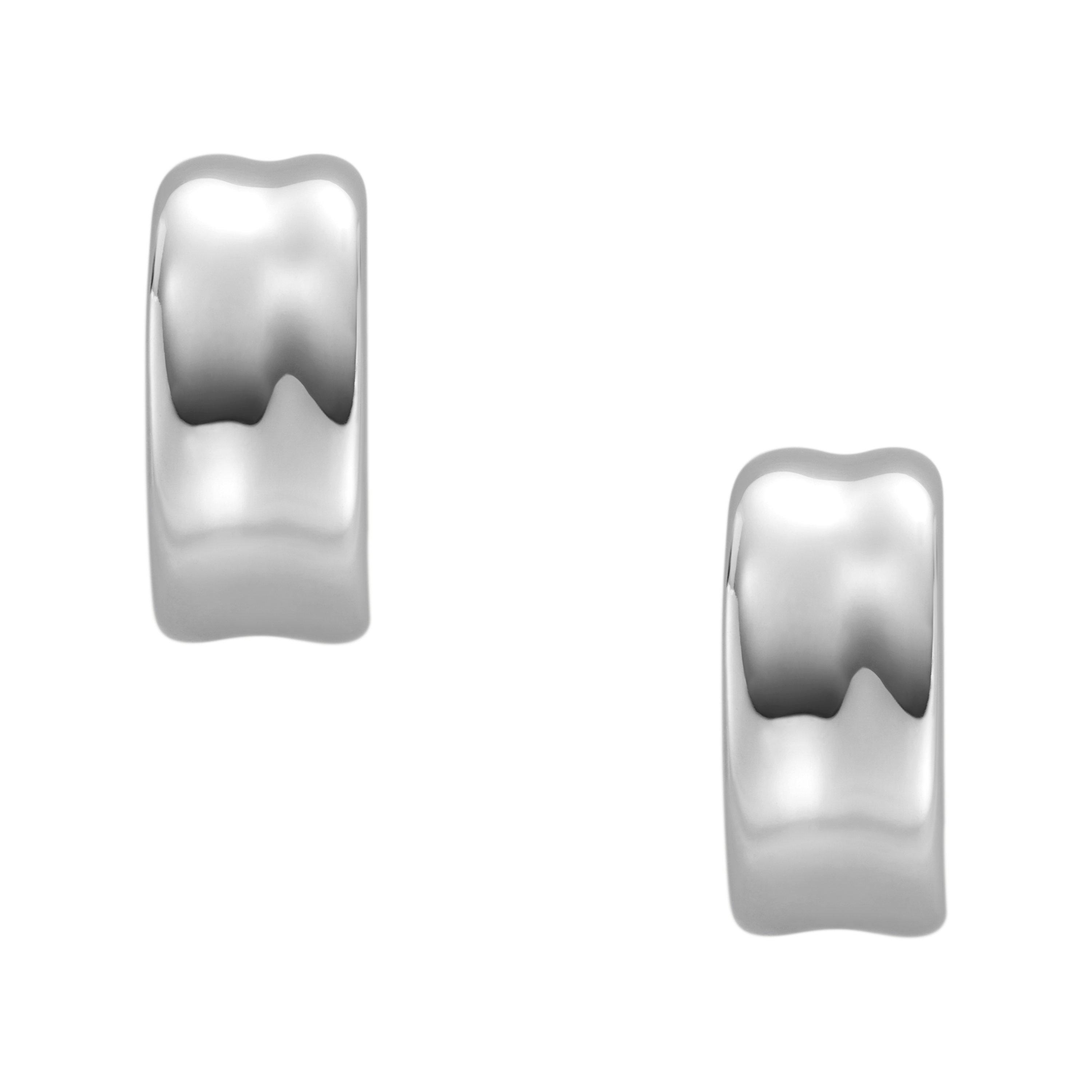 Silver - Skagen - Skagen Anja Pebble Silver Stainless Steel Hoop Earrings SKJ1849040 - 2