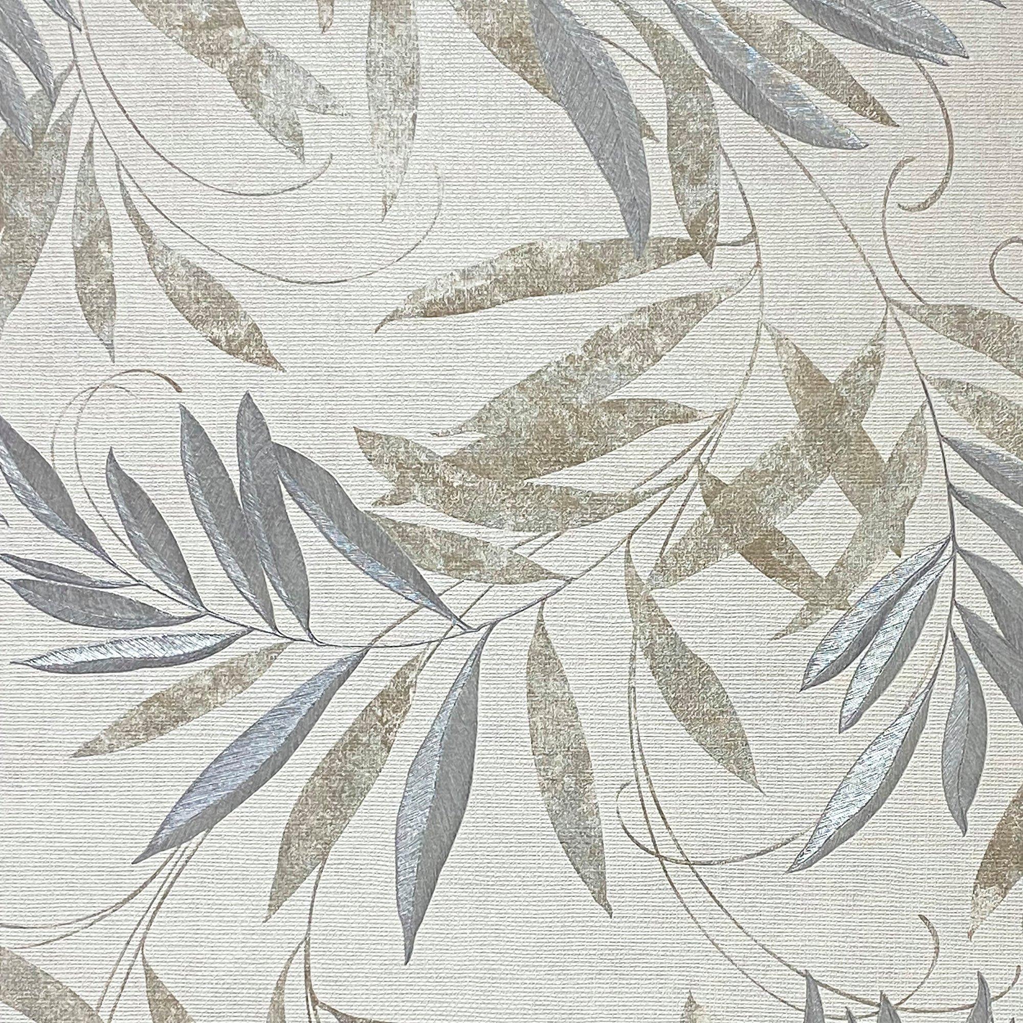 Arthouse  Luxury Leaf Natural Grey Sw6 - Neutral & Grey