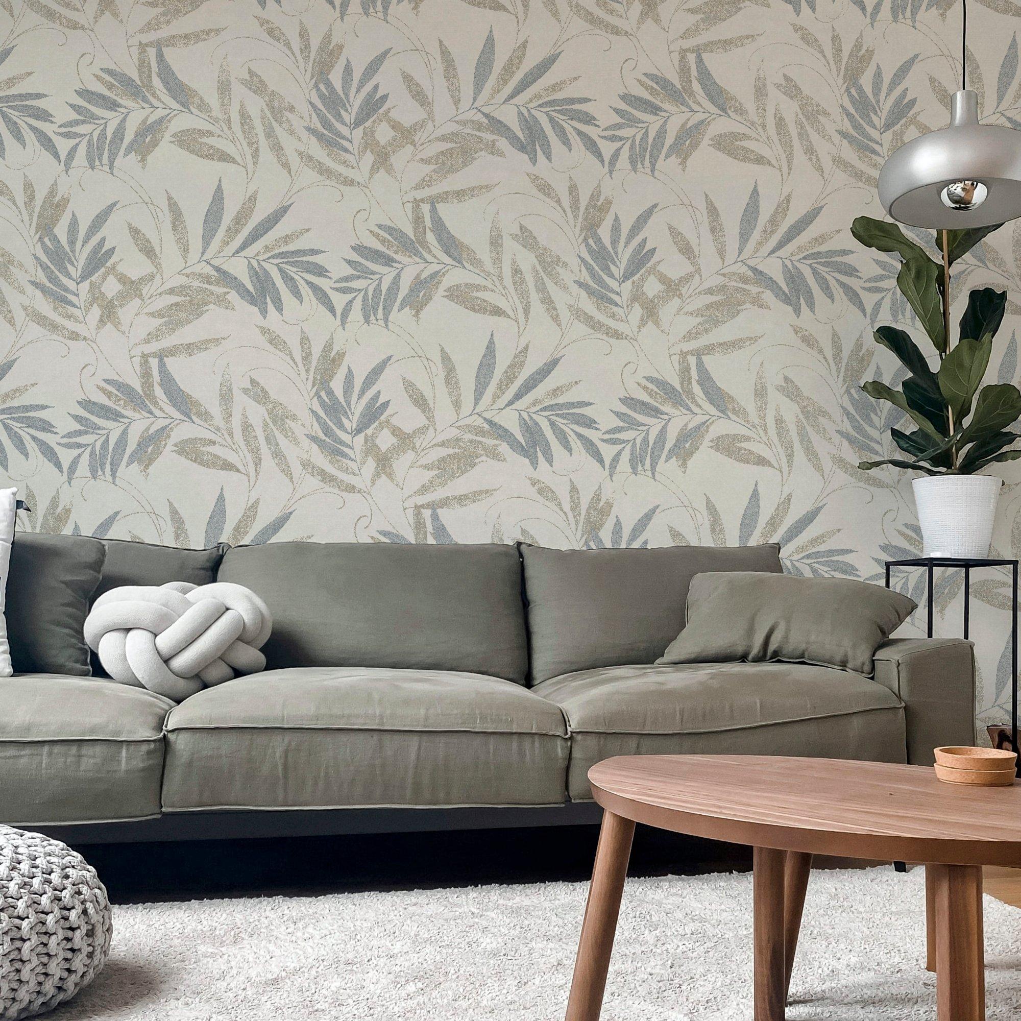 Neutral & Grey - Arthouse - Luxury Leaf Natural Grey sw6 - 3