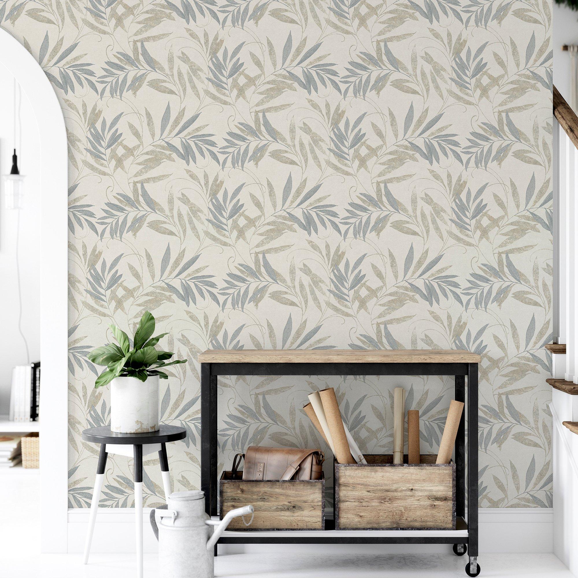 Neutral & Grey - Arthouse - Luxury Leaf Natural Grey sw6 - 4