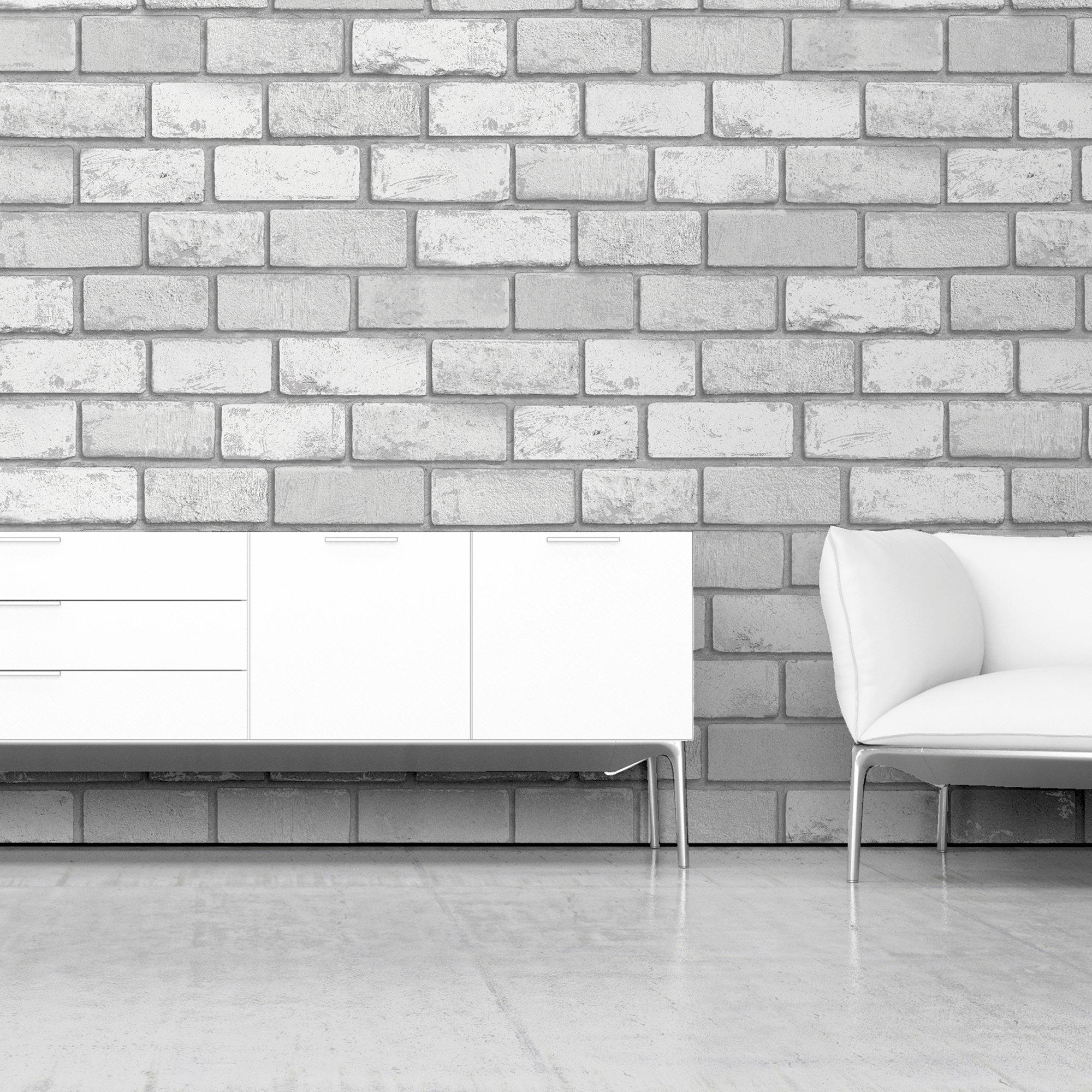 White/Off White - Arthouse - Metallic Brick White/Silver sw12 - 6