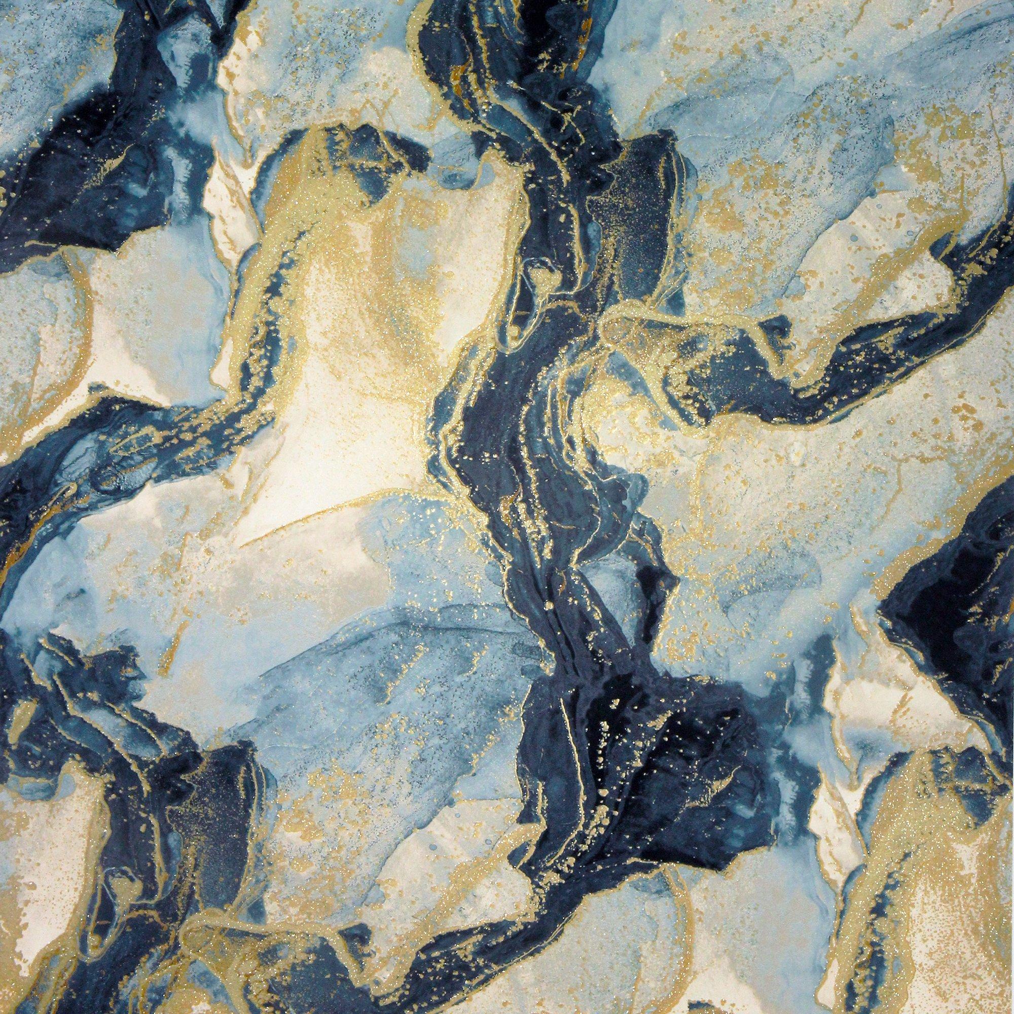 Blue - Arthouse - Abstract Marble Teal/Gold - 1