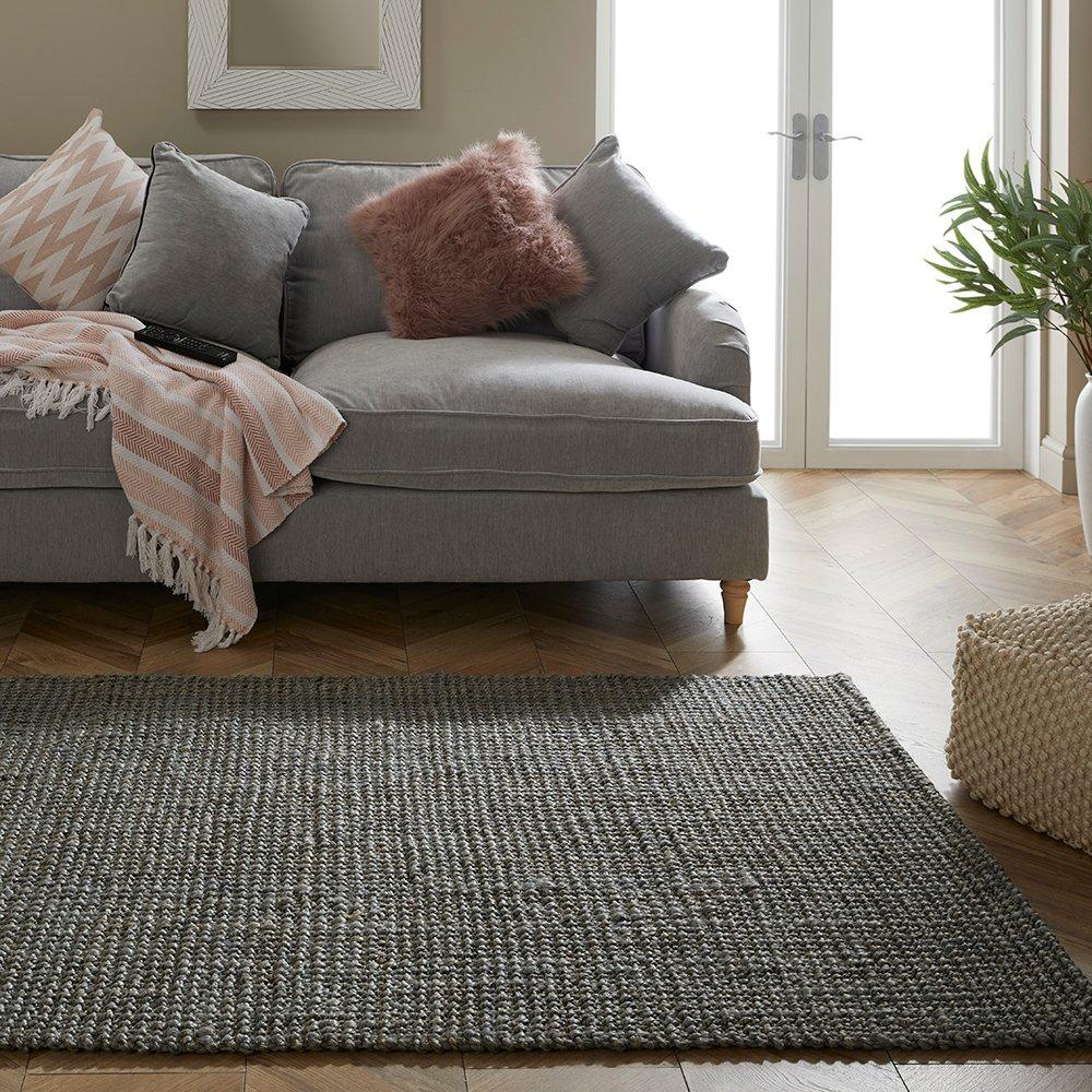 Grey - Esselle - Whitefield Handwoven Boucle 120x170cm Grey Rug - 5