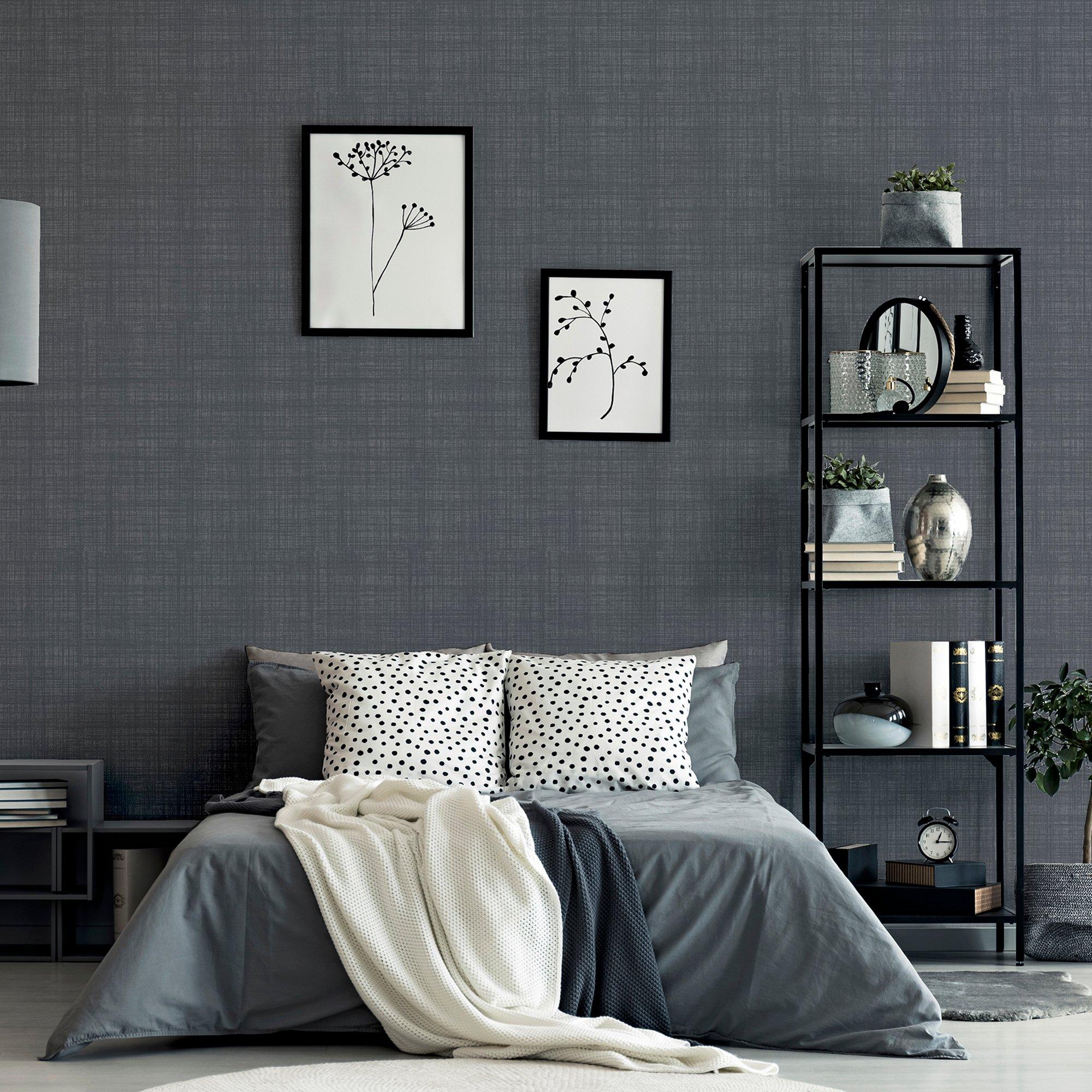 Grey - Arthouse - Weave Texture Dark Grey sw12 - 5