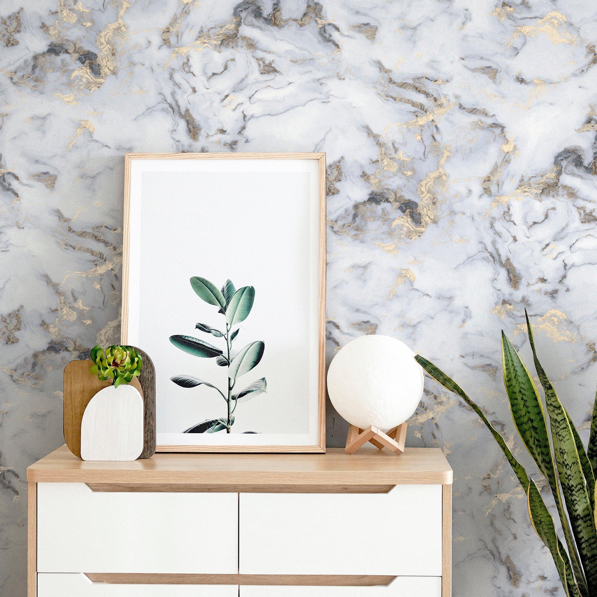 Grey & Gold - Arthouse - Bahia Marble Mono Gold sw12 - 4