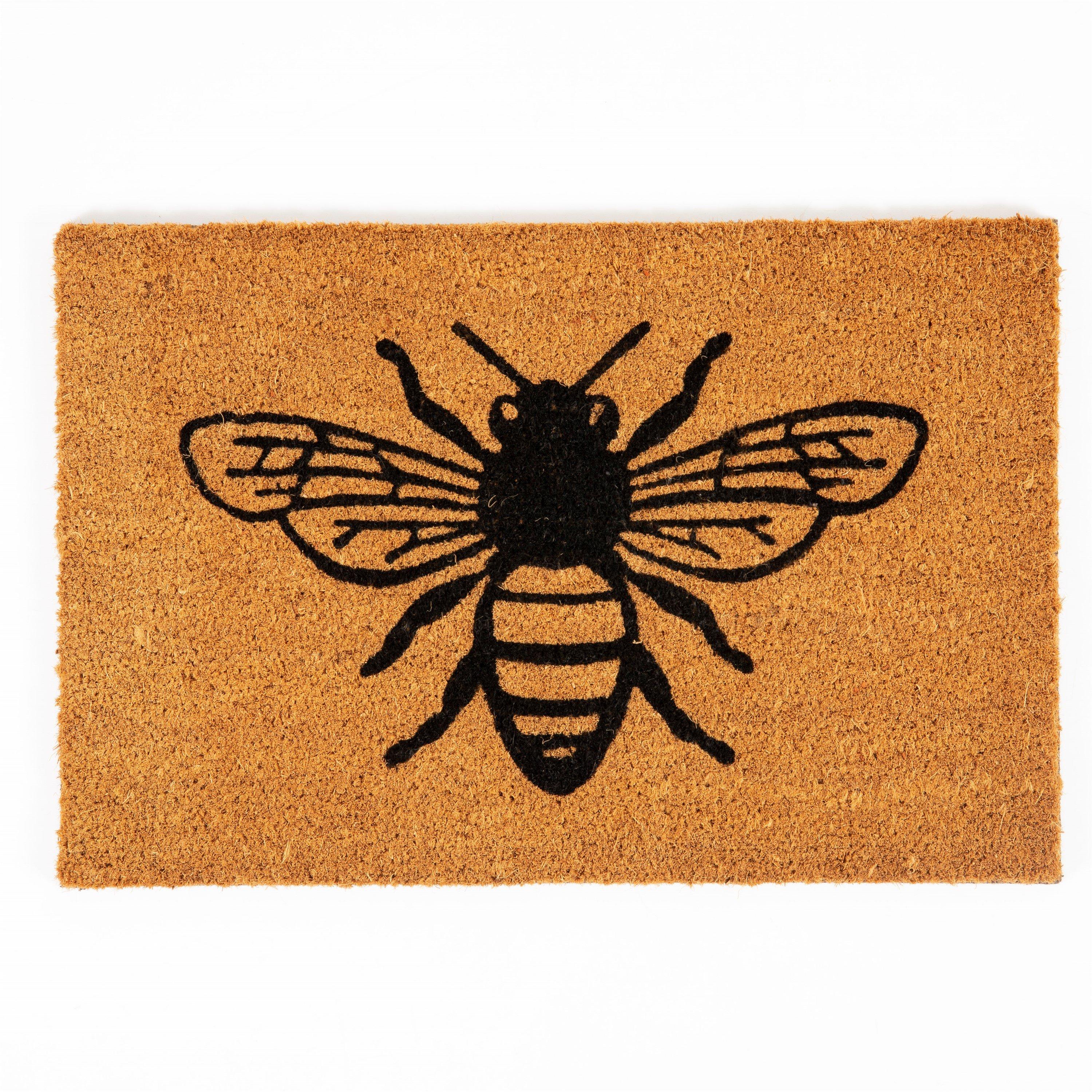 Black - Arthouse - Astley Printed Monochrome Bee PVC Backed Coir 40x6 - 1