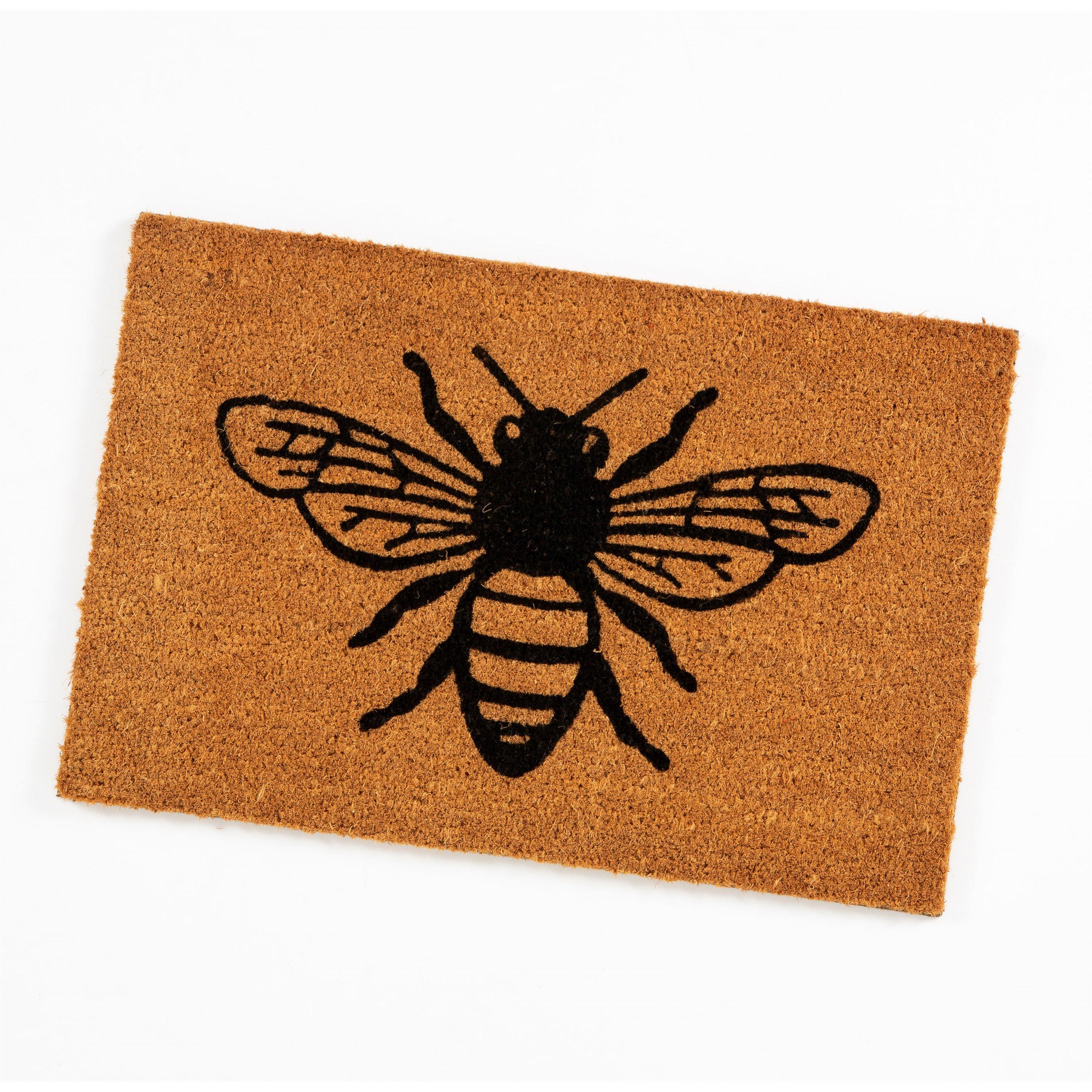 Black - Arthouse - Astley Printed Monochrome Bee PVC Backed Coir 40x6 - 2